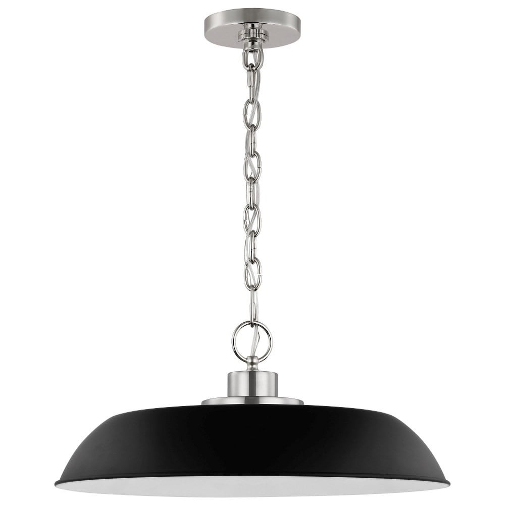 60/7485-Nuvo Lighting-Colony - 1 Light Medium Pendant In Mid-Century Modern Style-8.13 Inches Tall and 19.88 Inches Wide-Matte Black/Polished nickel