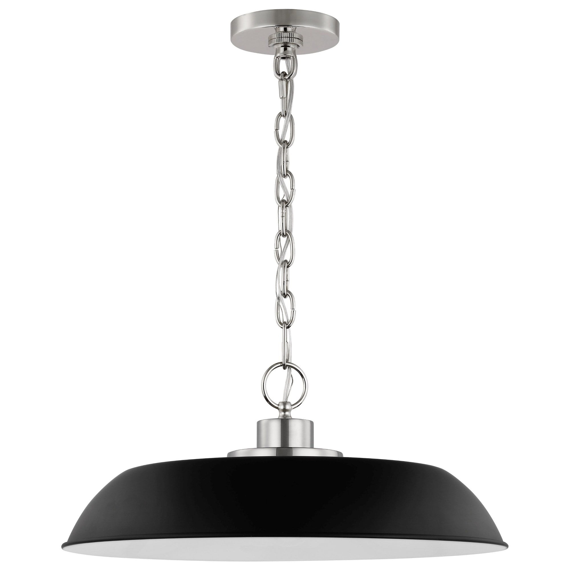 60/7485-Nuvo Lighting-Colony - 1 Light Medium Pendant In Mid-Century Modern Style-8.13 Inches Tall and 19.88 Inches Wide-Matte Black/Polished nickel