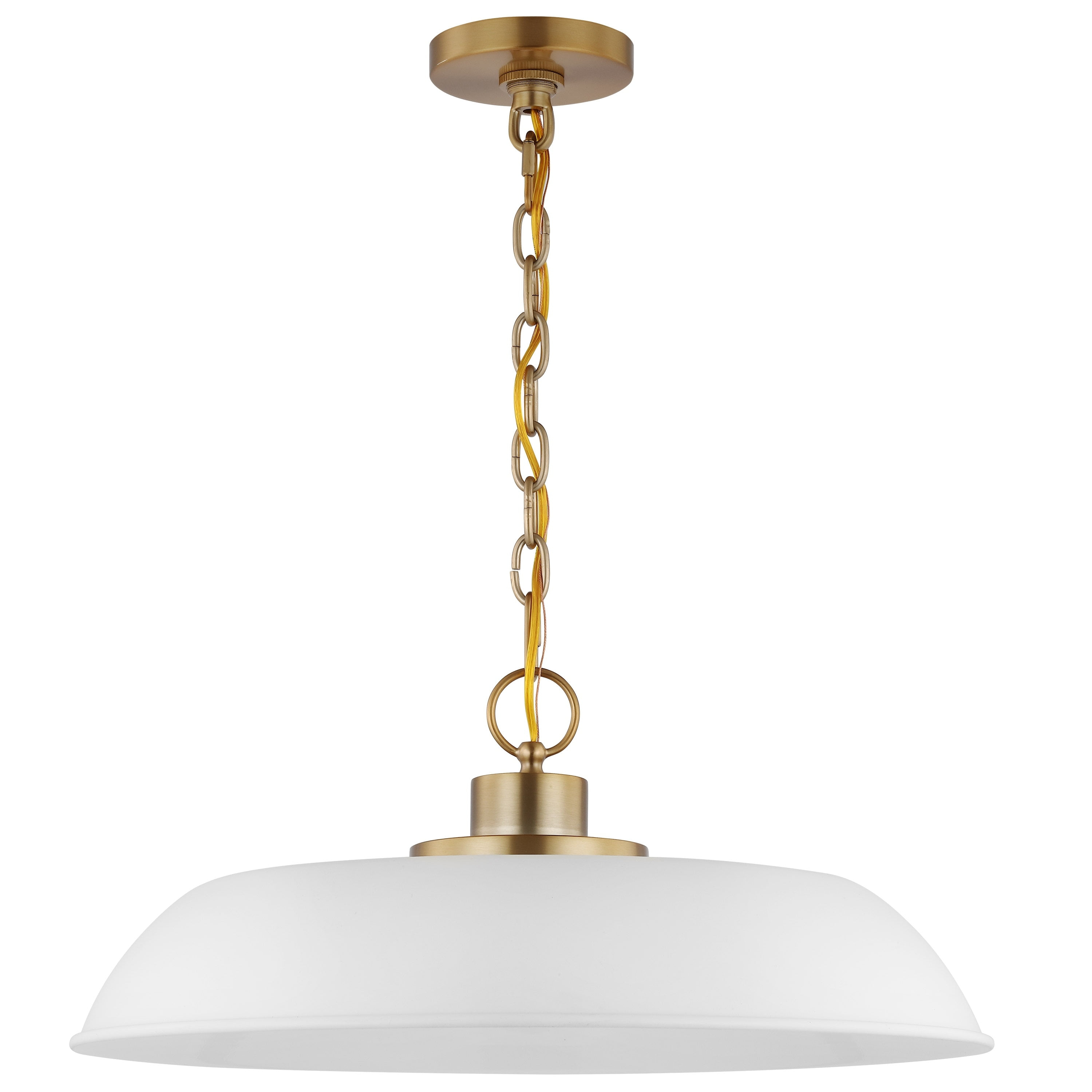 Nuvo Lighting Colony 1 Light Medium Pendant Matte White with Burnished Brass