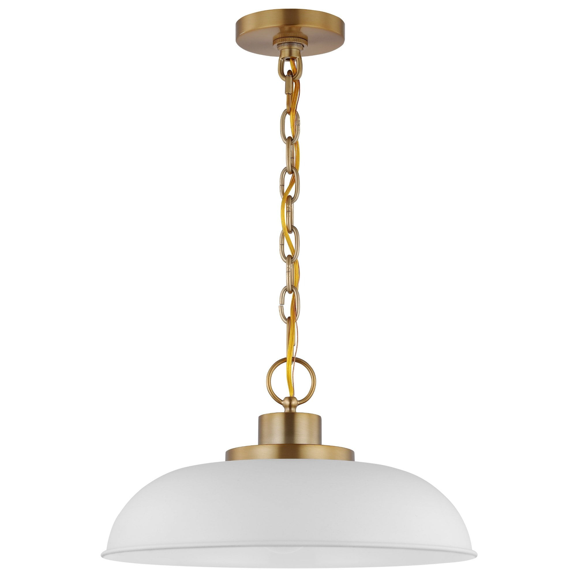 Nuvo Lighting Colony 1 Light Small Pendant Matte White with Burnished Brass