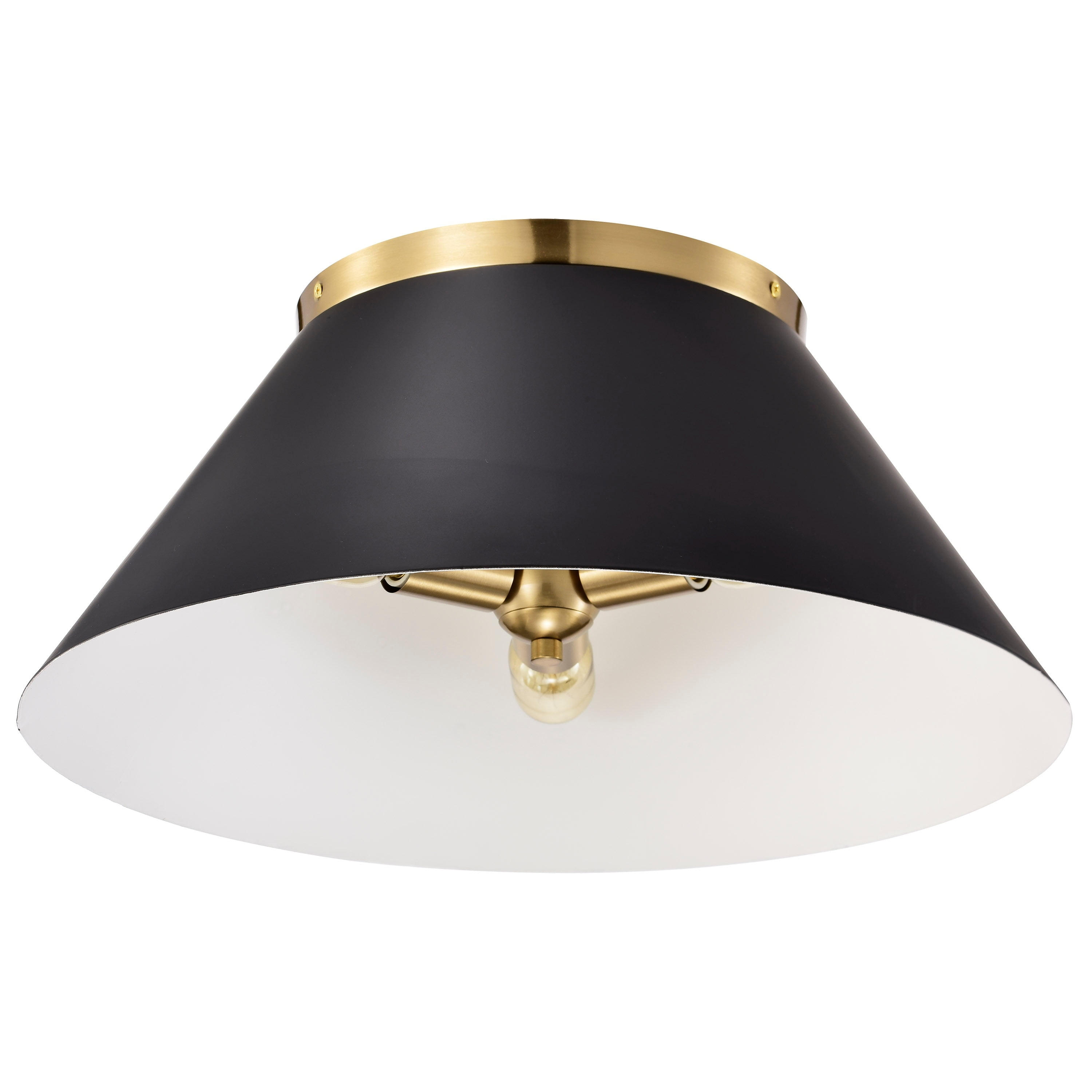 Nuvo Lighting Dover - 3 Light - Large Flush Mount - Black with Vintage Brass