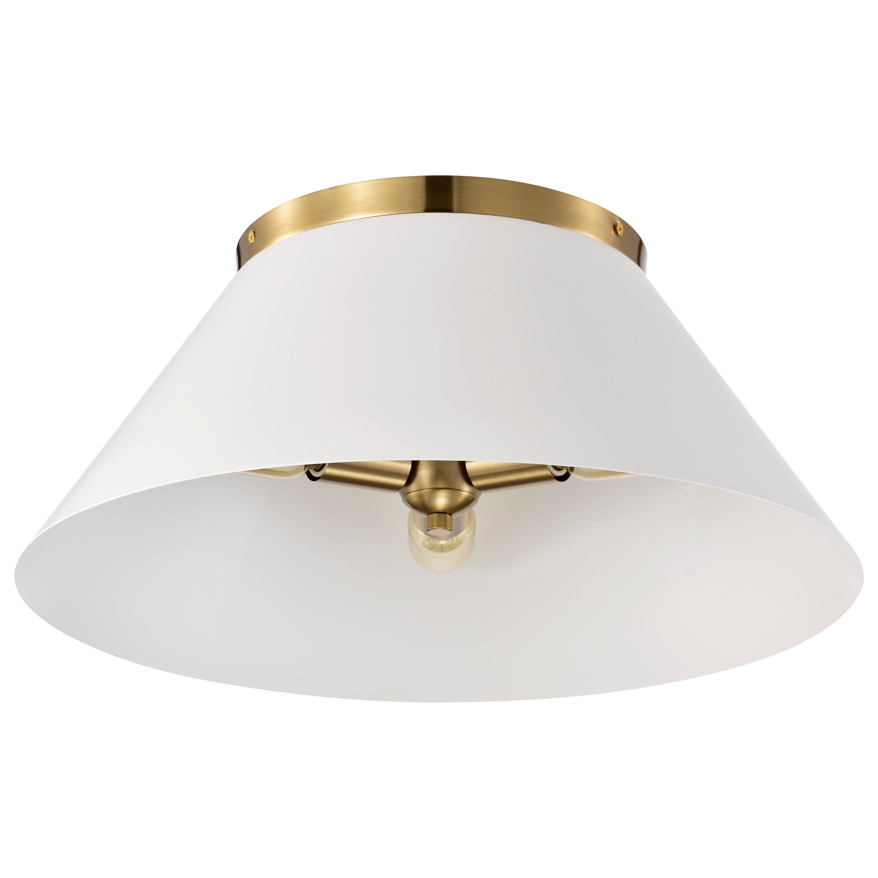 Nuvo Lighting Dover - 3 Light - Large Flush Mount - White with Vintage Brass