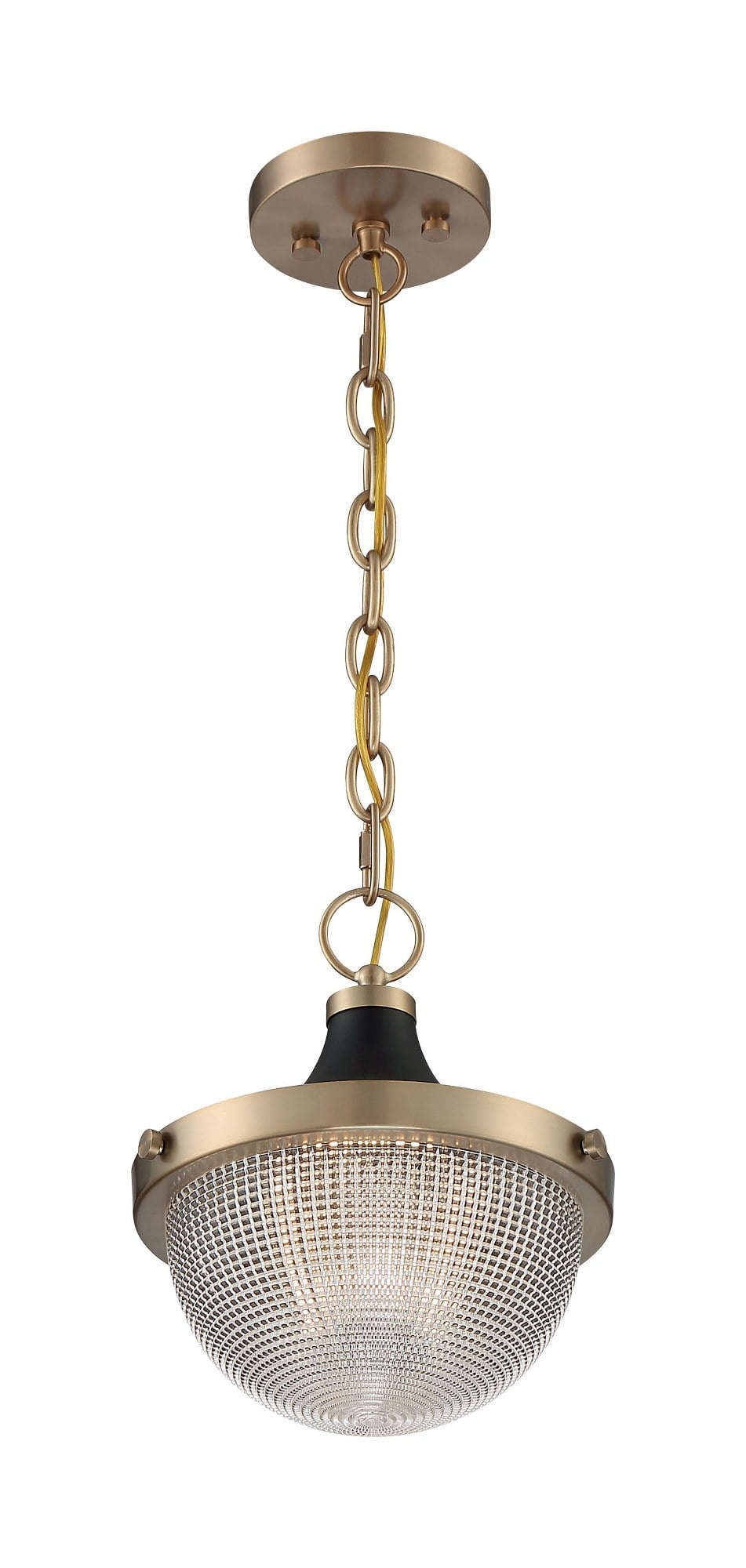 60/7059-Nuvo Lighting-Faro-1 Light Small Pendant in Transitional Style-10 Inches Wide by 11.38 Inches High-Burnished Brass/Black Finish