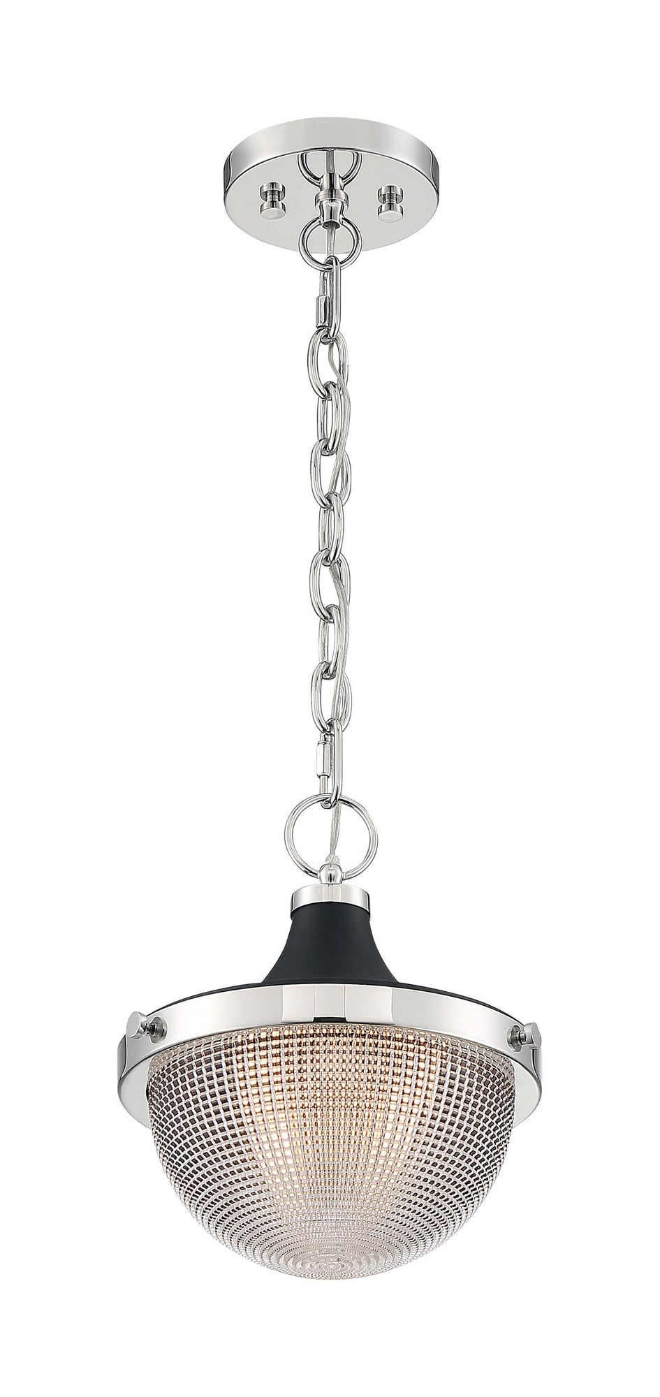 60/7069-Nuvo Lighting-Faro-1 Light Small Pendant in Transitional Style-10 Inches Wide by 11.38 Inches High-Polished Nickel/Black Finish