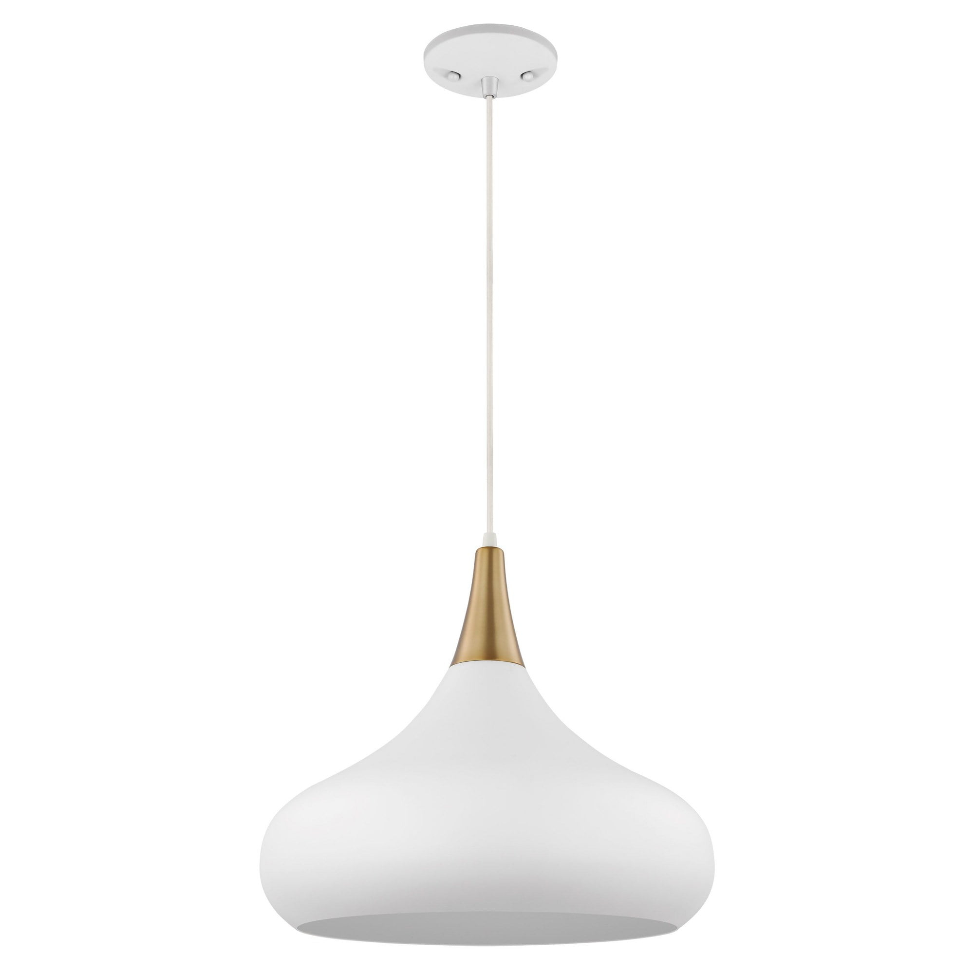 60/7518-Nuvo Lighting-Phoenix - 1 Light Large Pendant In Mid-Century Modern Style-16.13 Inches Tall and 18 Inches Wide-Matte White/Burnished Brass