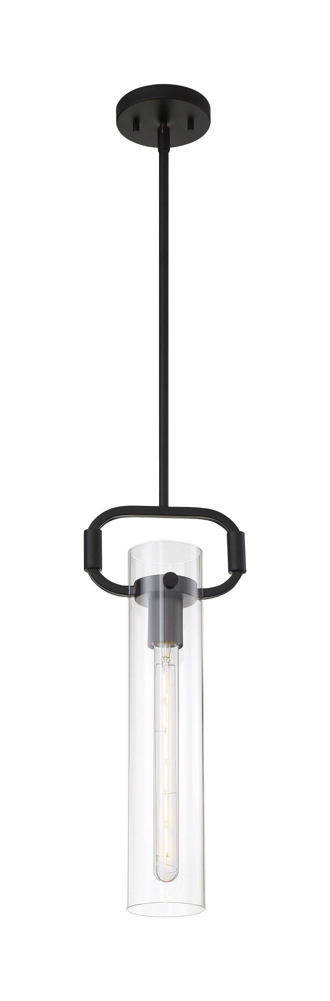 60/7153-Nuvo Lighting-Teresa-1 Light Cylinder Pendant in Traditional Style-4.75 Inches Wide by 19.75 Inches High-Matte Black Finish