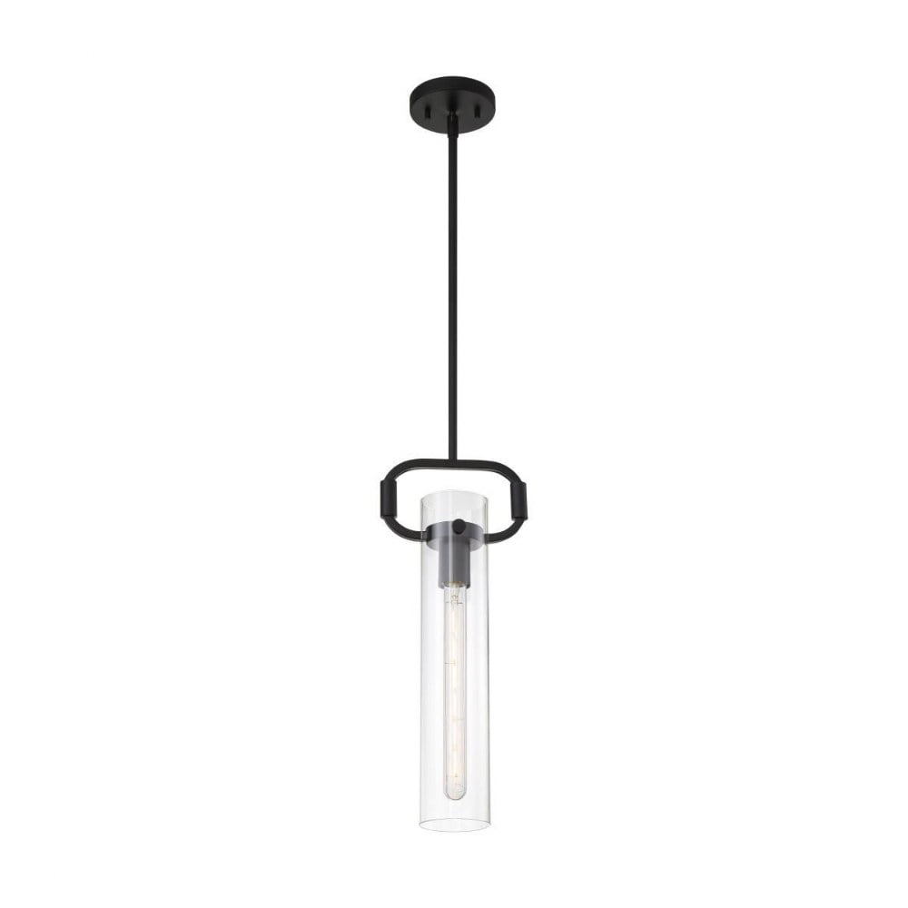 60/7153-Nuvo Lighting-Teresa-1 Light Cylinder Pendant in Traditional Style-4.75 Inches Wide by 19.75 Inches High-Matte Black Finish