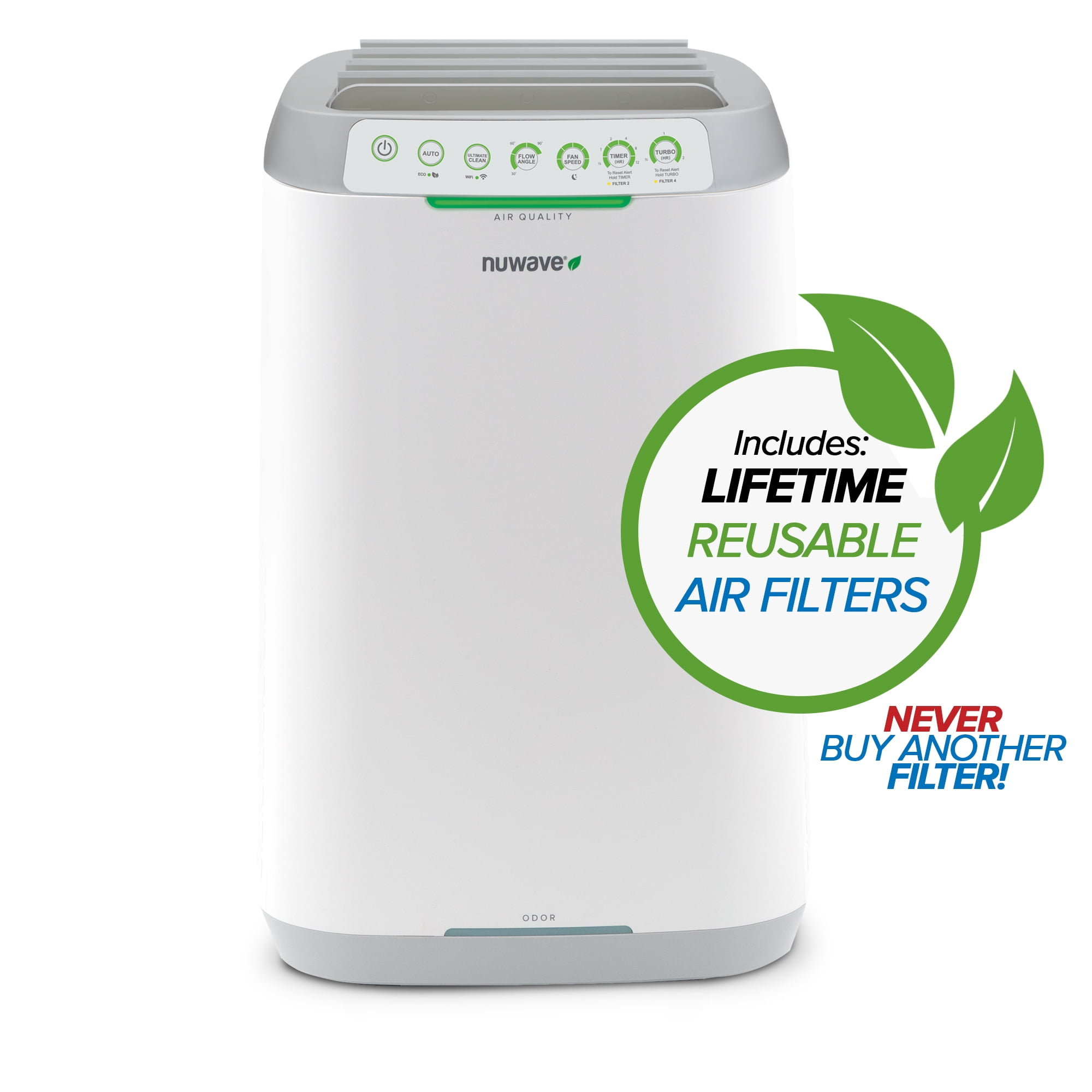 Nuwave OxyPure Zero Smart Air Purifier, Dual 4-Stage Air Filtration Washable & Reusable Filters for ZERO Waste & Replacements, Covers up to 2002 Sq.ft. for Large Room