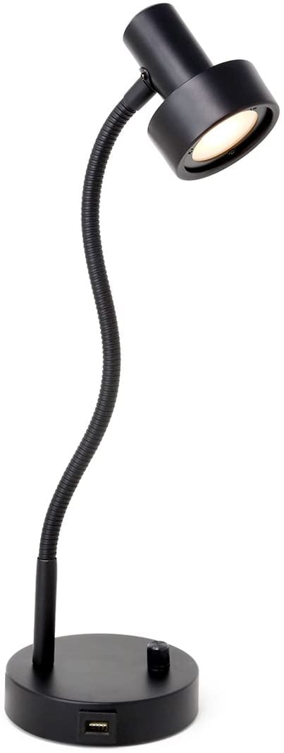 O'Bright Dimmable LED Desk Lamp with USB Charging Port (5V/2A), Full Range Dimming LED, Table Lamp with USB Charger, Flexible Gooseneck, Office Desk Lamp/Bedside Lamp, Vintage Design