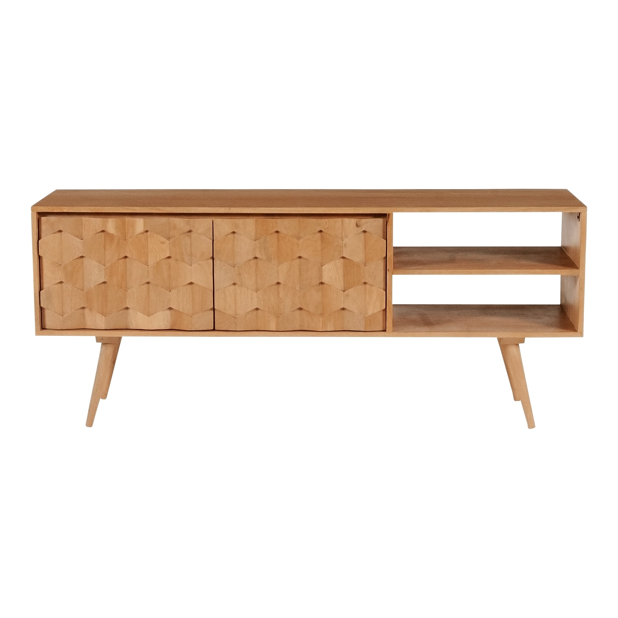 Mid-Century Modern Mango Wood 57'' TV Cabinet with Flared Legs