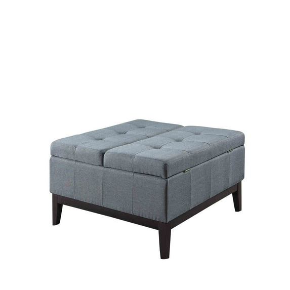 Elegant Espresso Dual Lift Storage Coffee Table in Blue-Gray