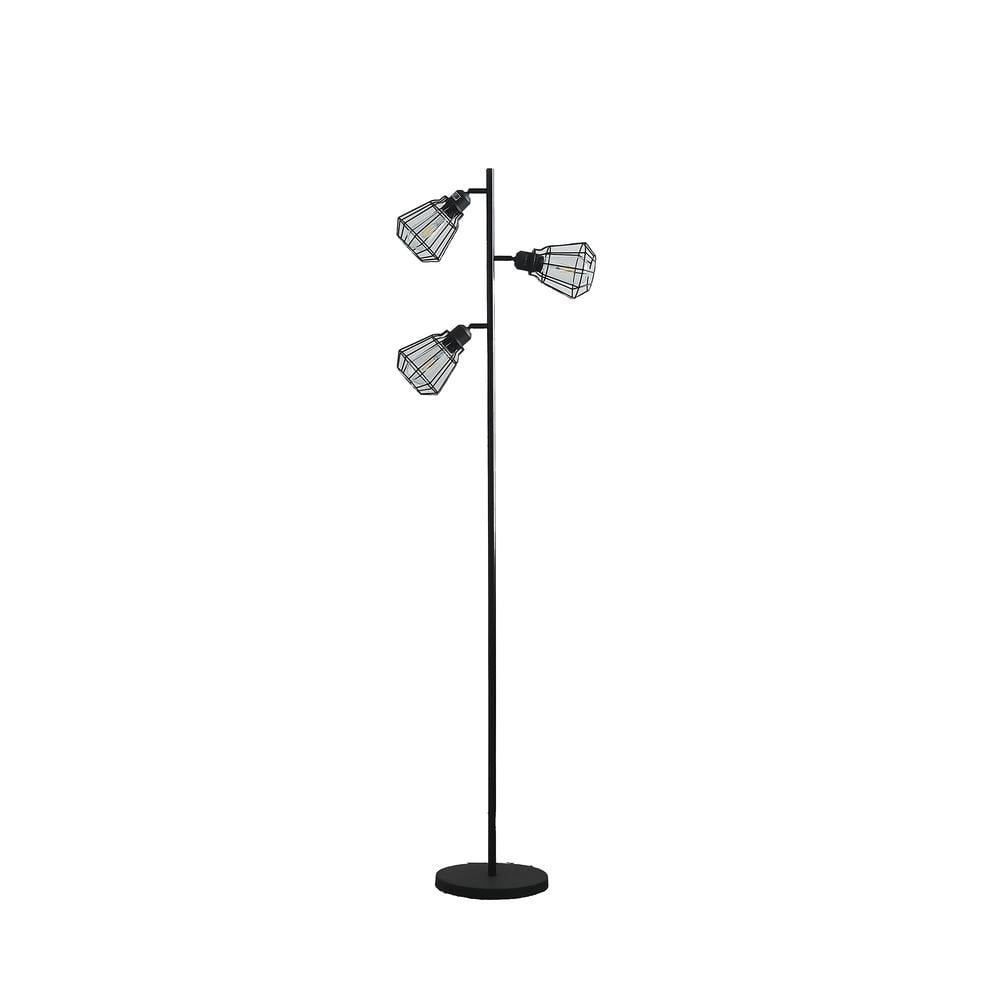 ORE International 65" Adjustable Cage Shade Metal Floor Lamp Black Matte