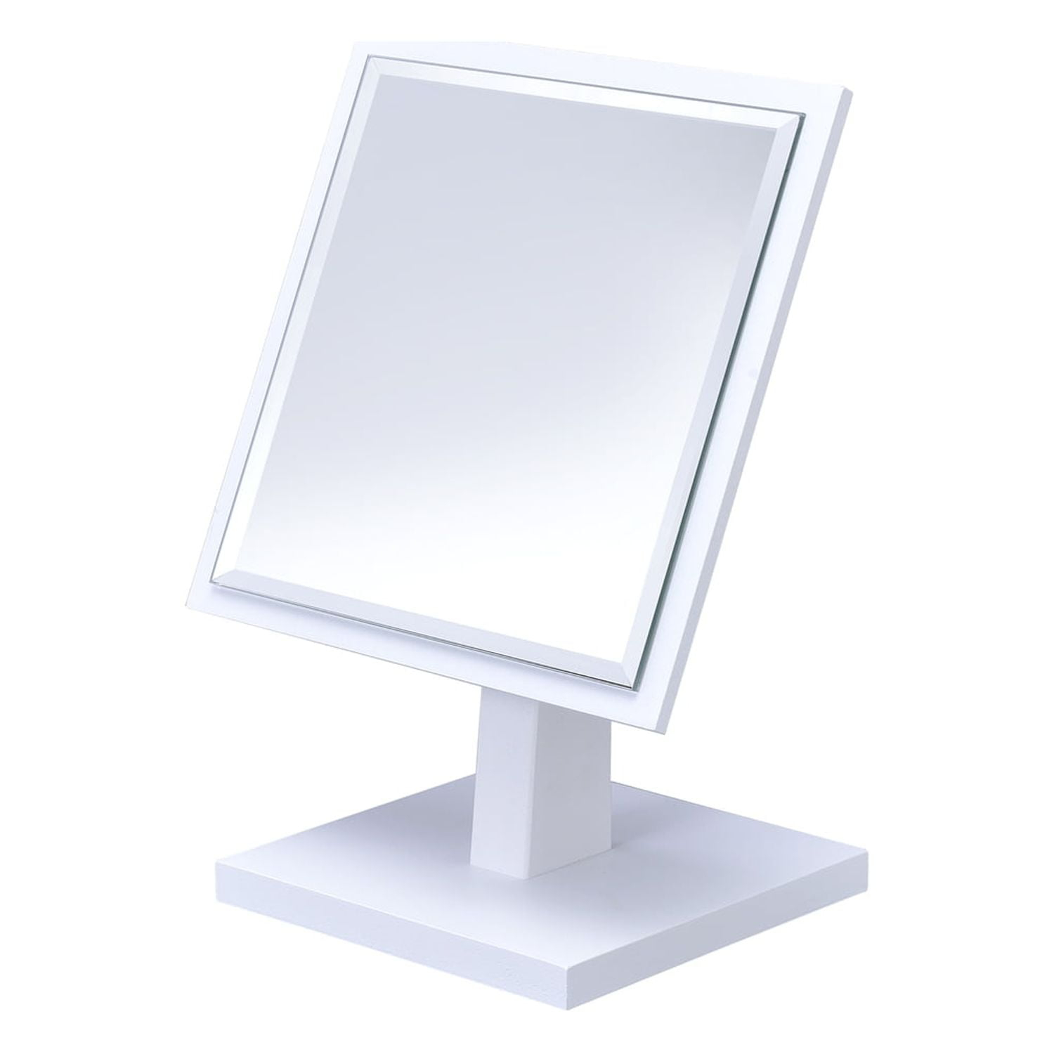 ORE international, Inc. 9.25 In Square White Bevelled Mirror On A Pedestal
