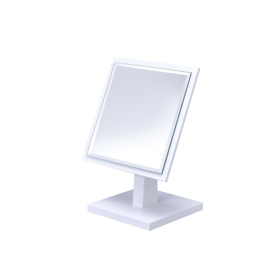 ORE international, Inc. 9.25 In Square White Bevelled Mirror On A Pedestal