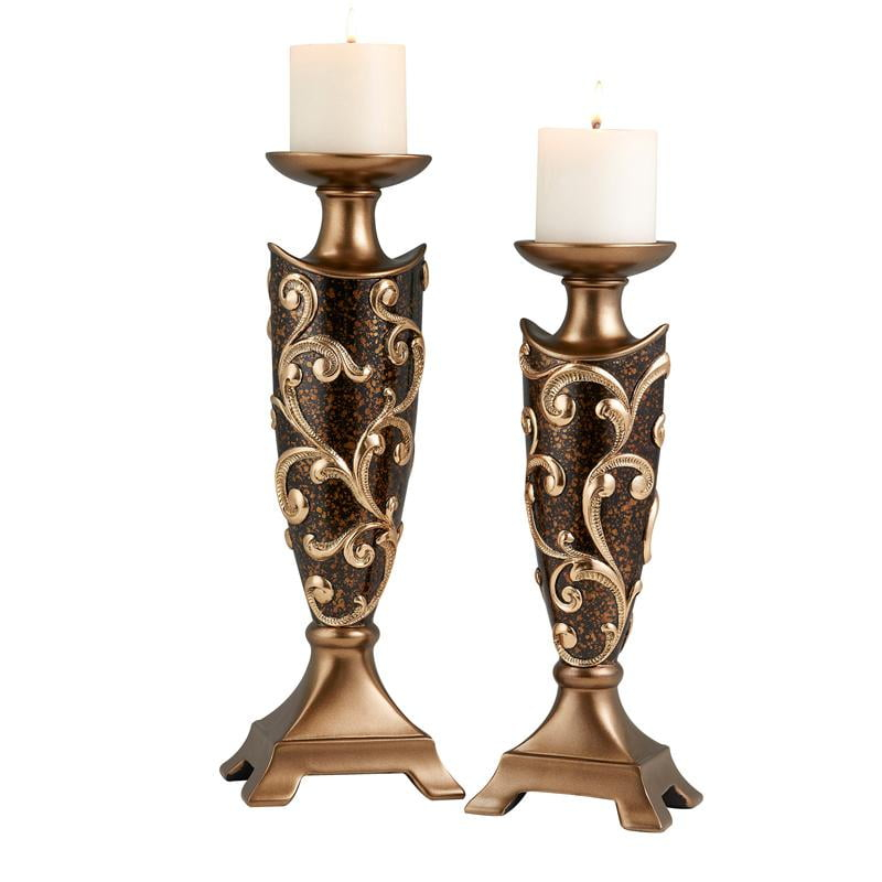 ORE international, Inc. 14", 16" Odysseus Baroque Candleholder Set Of 2
