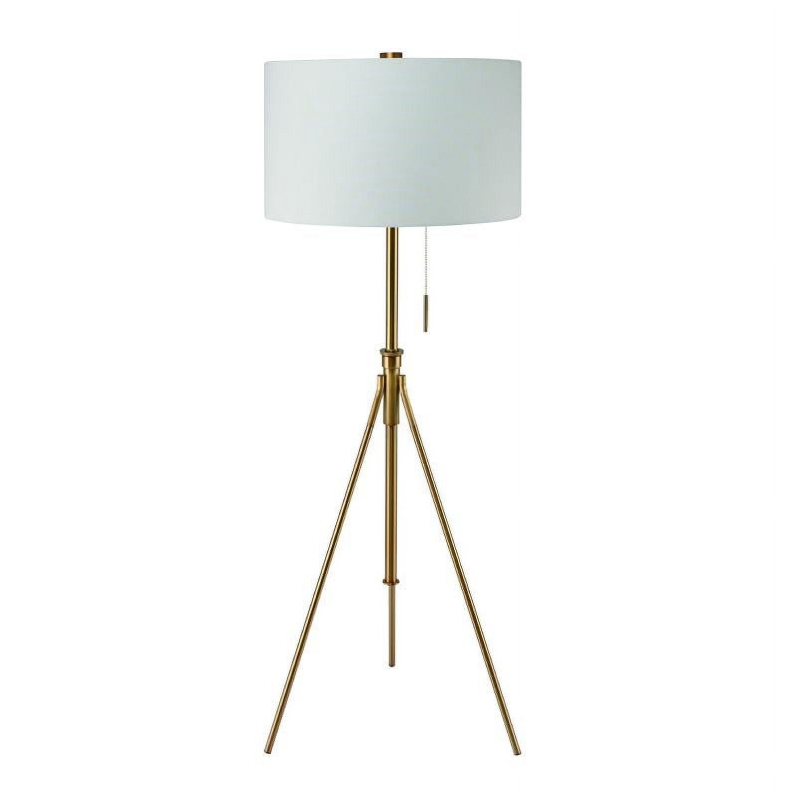 SH Lighting Contemporary Adjustable Matte Gold Tripod Floor Lamp - Features Large Drum Shade and Convenient Foot Switch - 58-72" Tall Great for Living or Bedrooms - Gold
