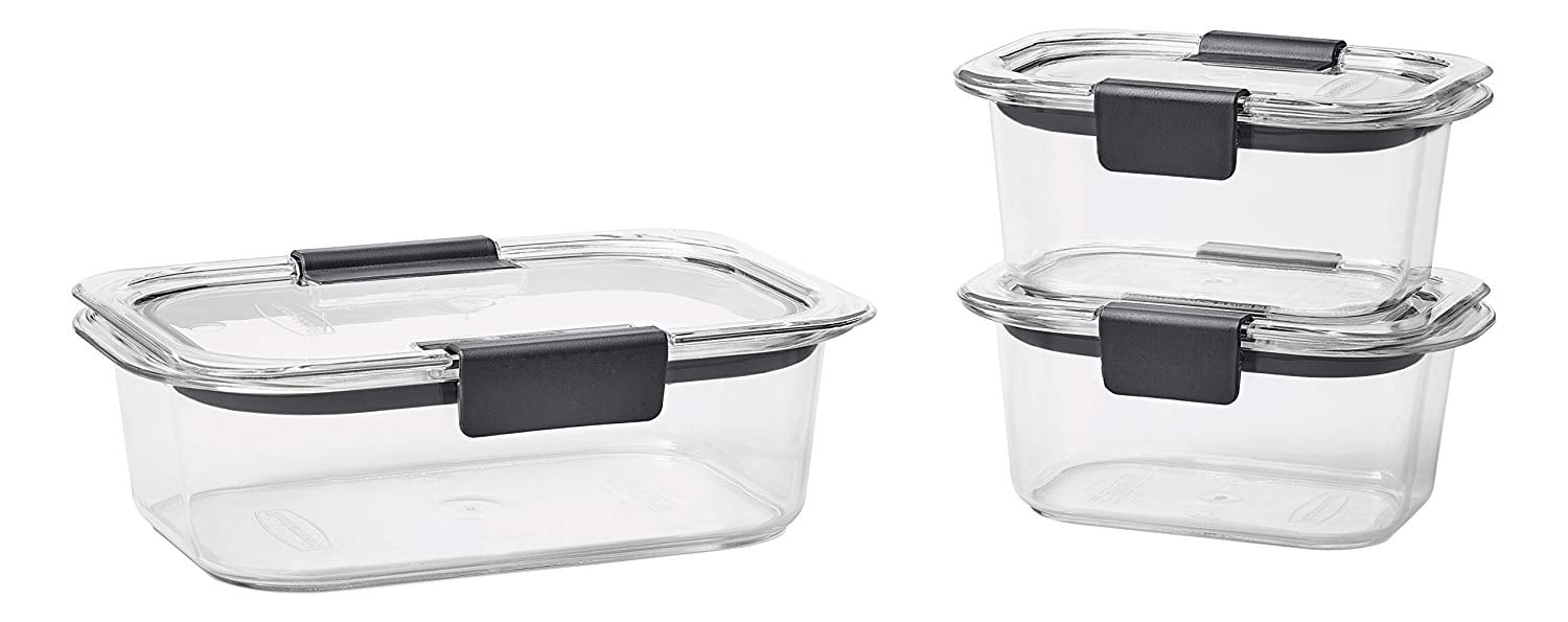 Rubbermaid® Brilliance® Leak-Proof Food Storage Containers with Airtight Lids, Set of 3 (6 Pieces Total) | BPA-Free & Stain Resistant
