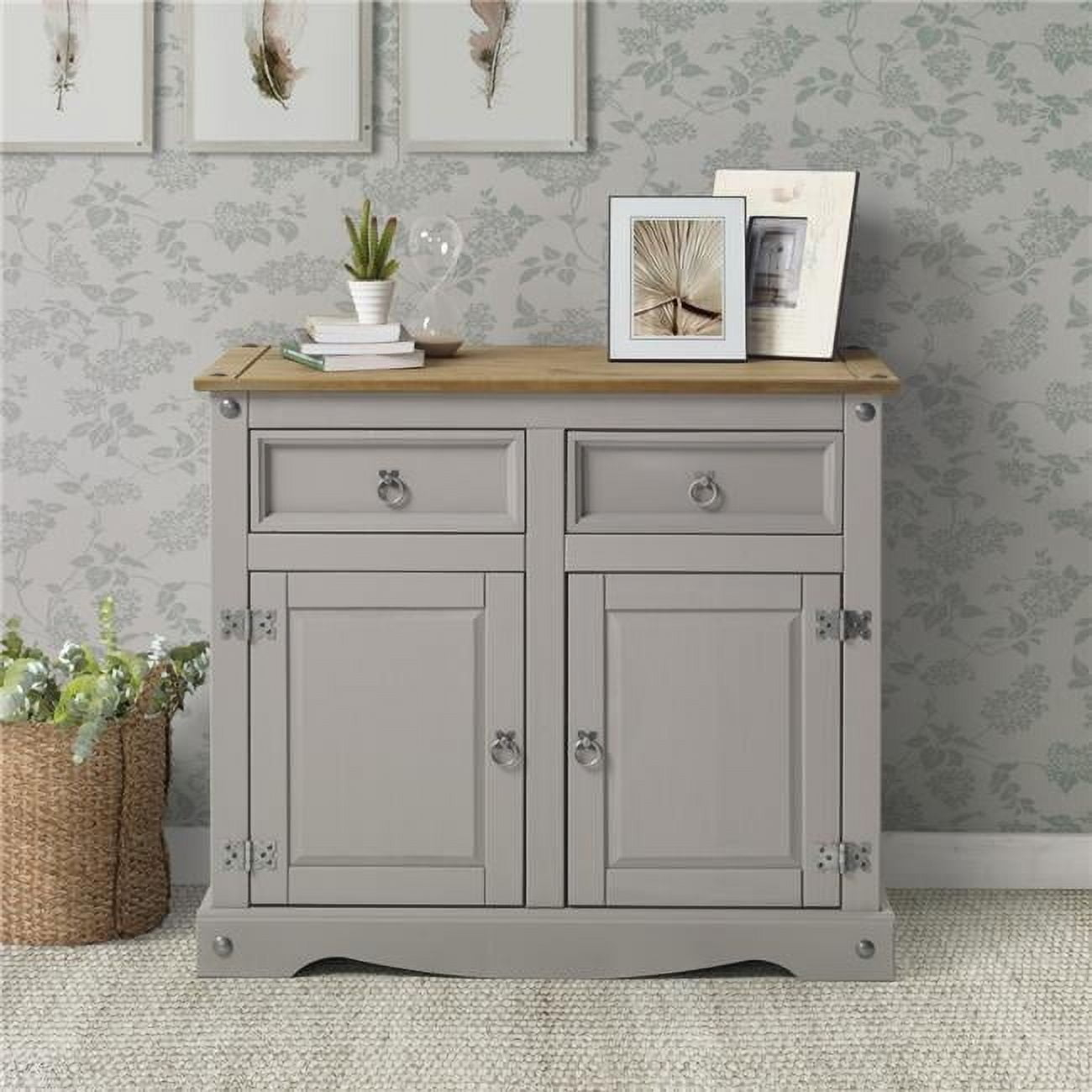 Wood Buffet Sideboard 1 Door 4 Drawers Corona Gray | Furniture Dash