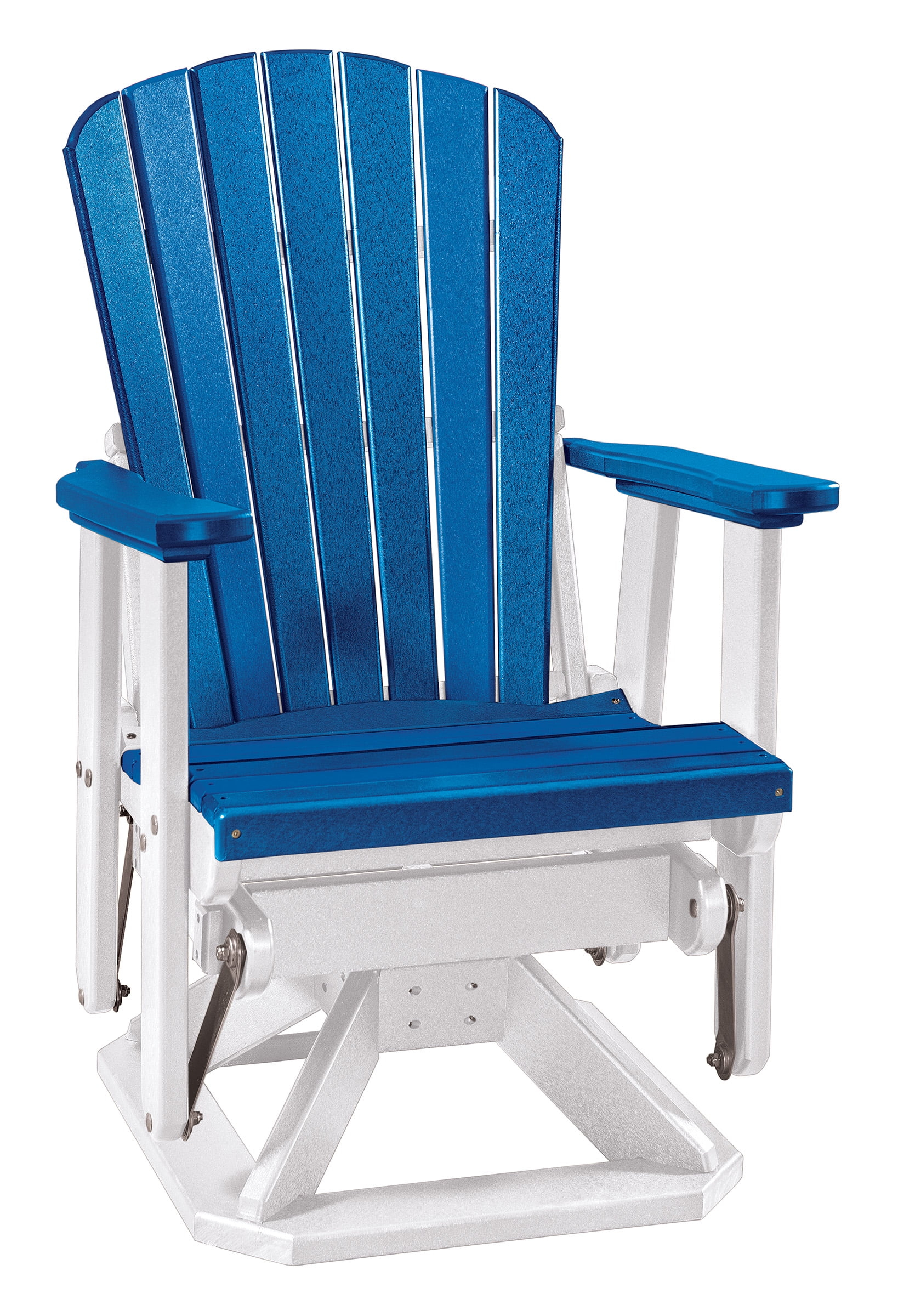 OS Home and Office Furniture Resin Fan Back Swivel Glider in Blue/White