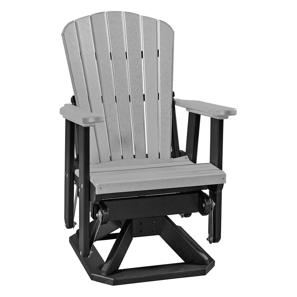 OS Home and Office Furniture Resin Fan Back Swivel Glider in Light Gray/Black