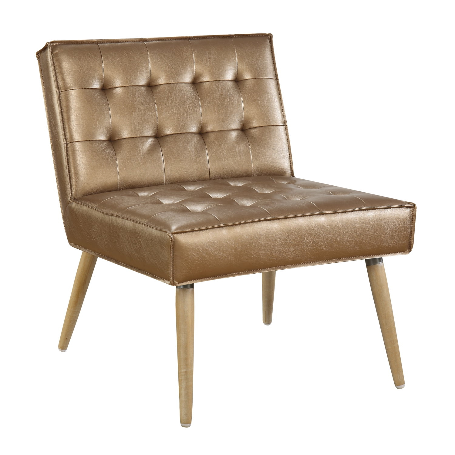 OSP Home Furnishings Amity Tufted Accent Chair in Sizzle Copper Fabric with Solid Wood Legs