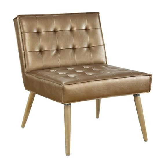 OSP Home Furnishings Amity Tufted Accent Chair in Sizzle Copper Fabric with Solid Wood Legs
