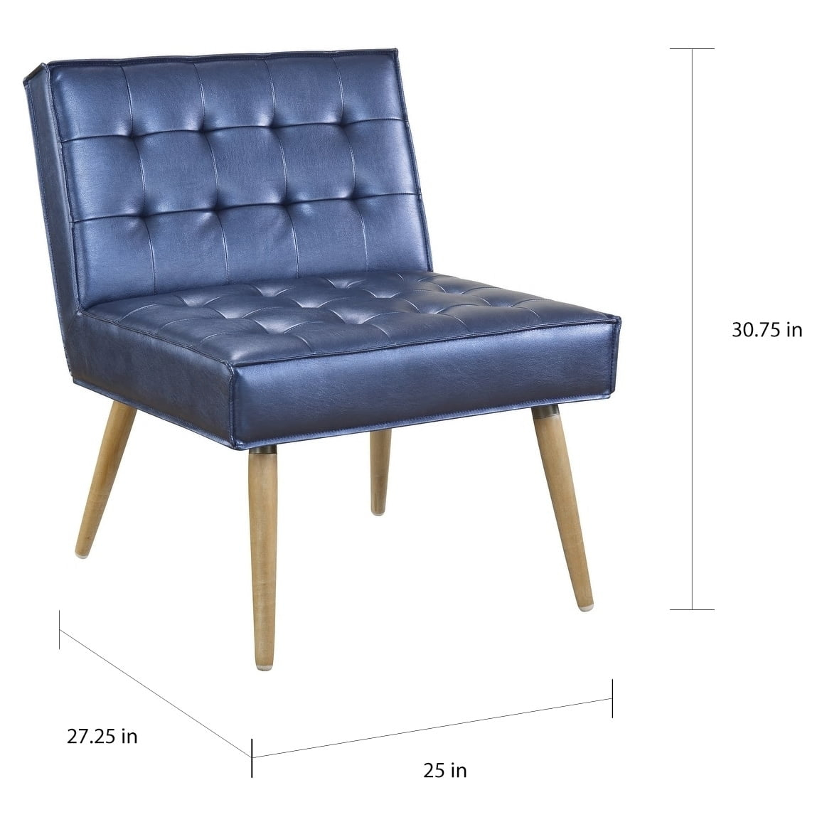 OSP Home Furnishings Amity Tufted Accent Chairin Sizzle Azure Fabric with Solid Wood Legs
