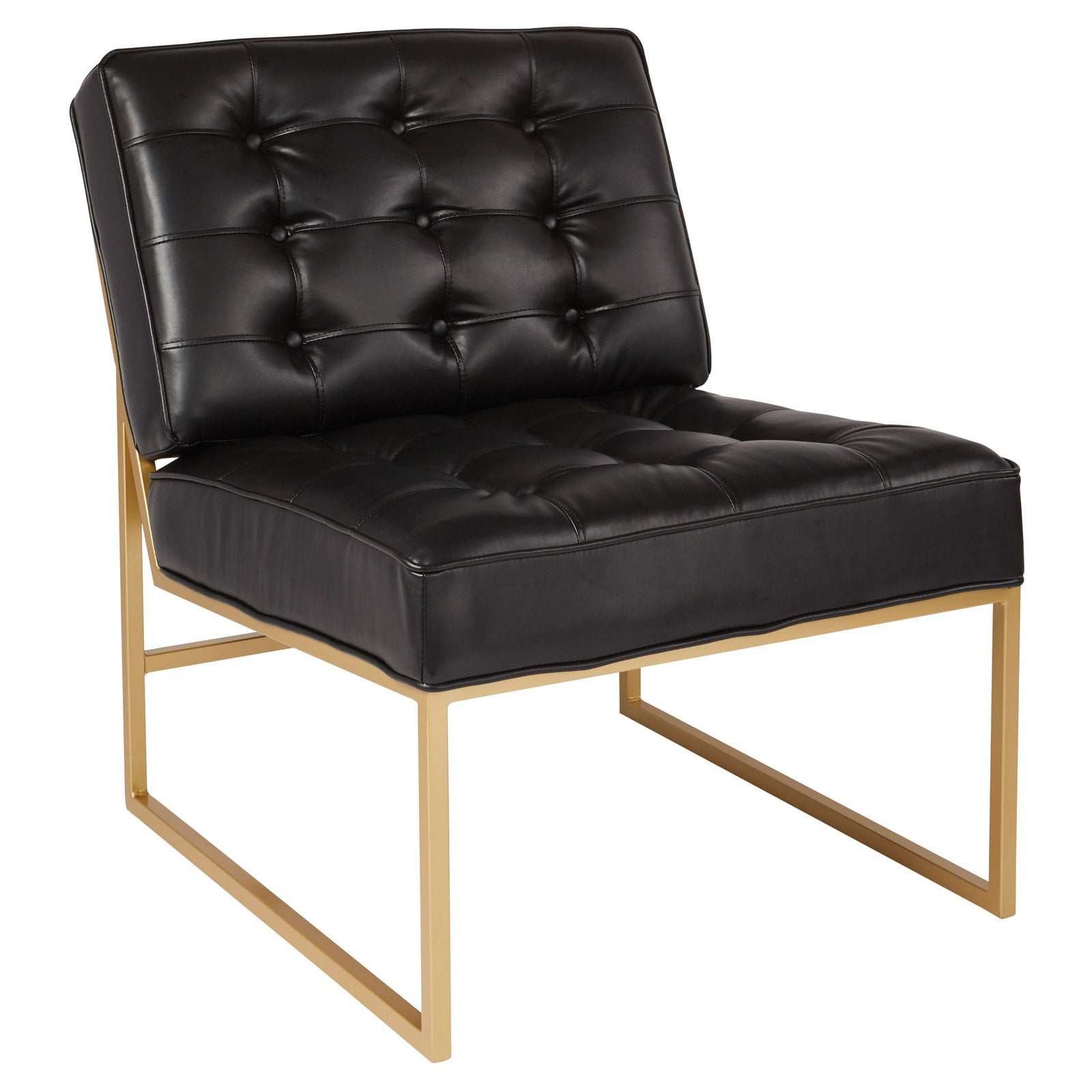 OSP Home Furnishings Anthony Chair in Black Faux Leather with Coated Gold Frame