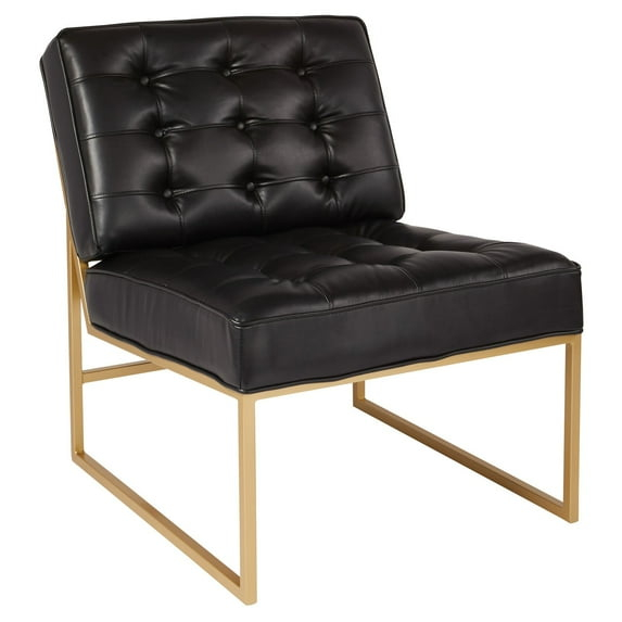 OSP Home Furnishings Anthony Chair in Black Faux Leather with Coated Gold Frame