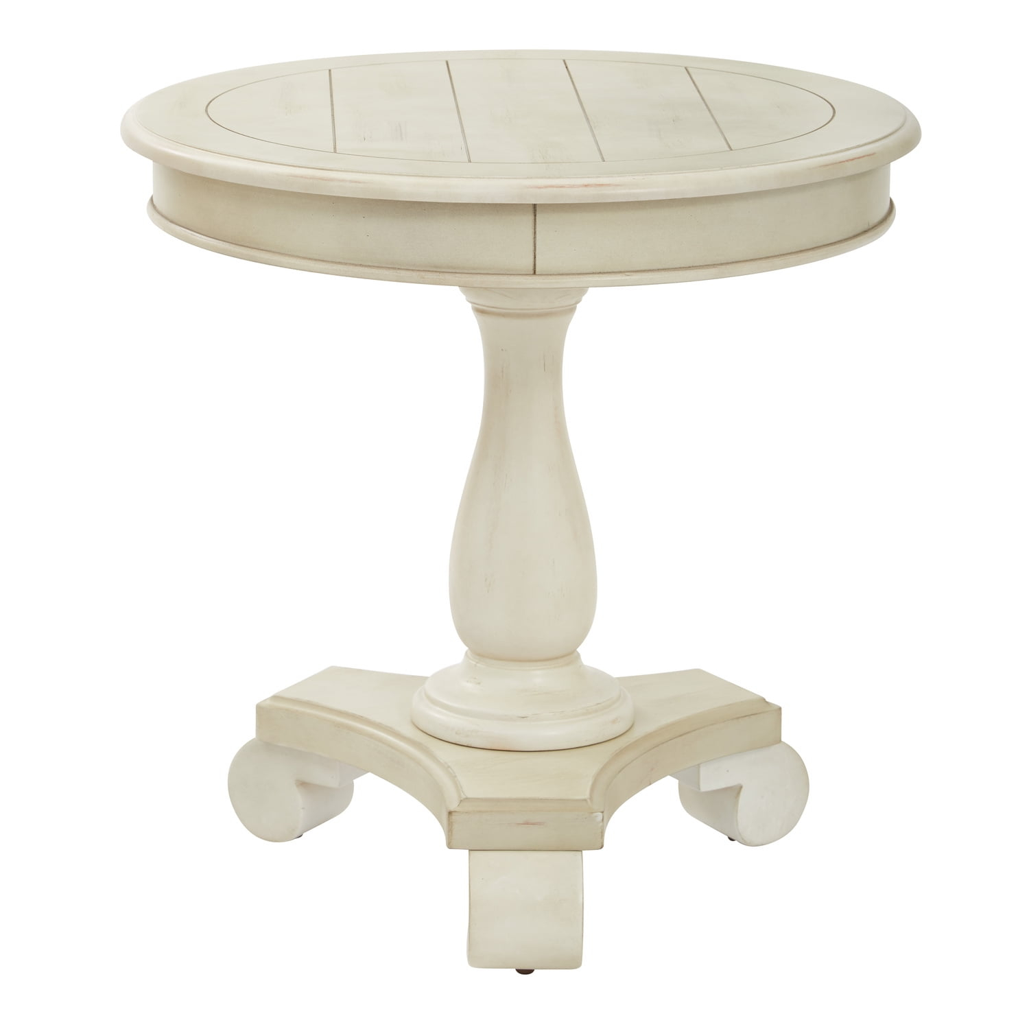 OSP Home Furnishings Avalon Hand Painted Round Accent table in Antique Beige Finish