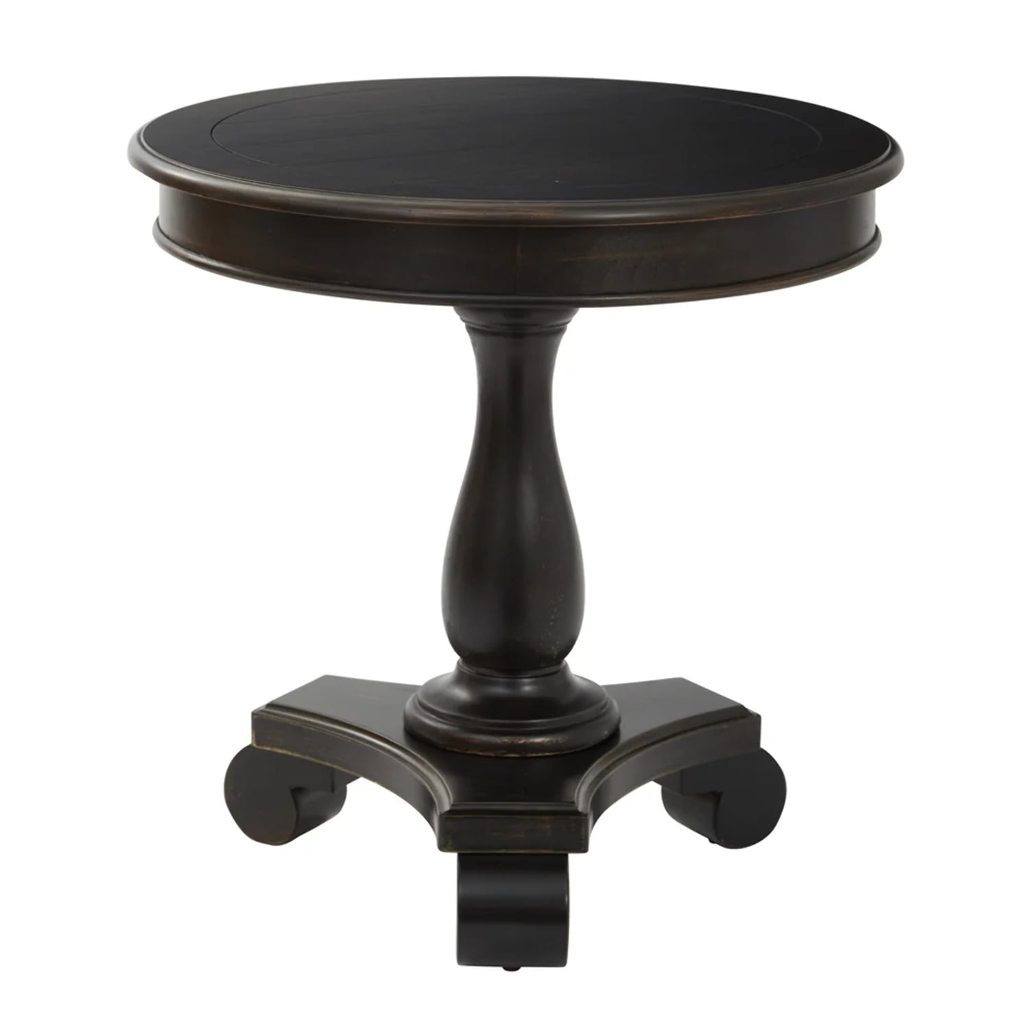 OSP Home Furnishings Avalon Hand Painted Round Accent table in Antique Black Finish