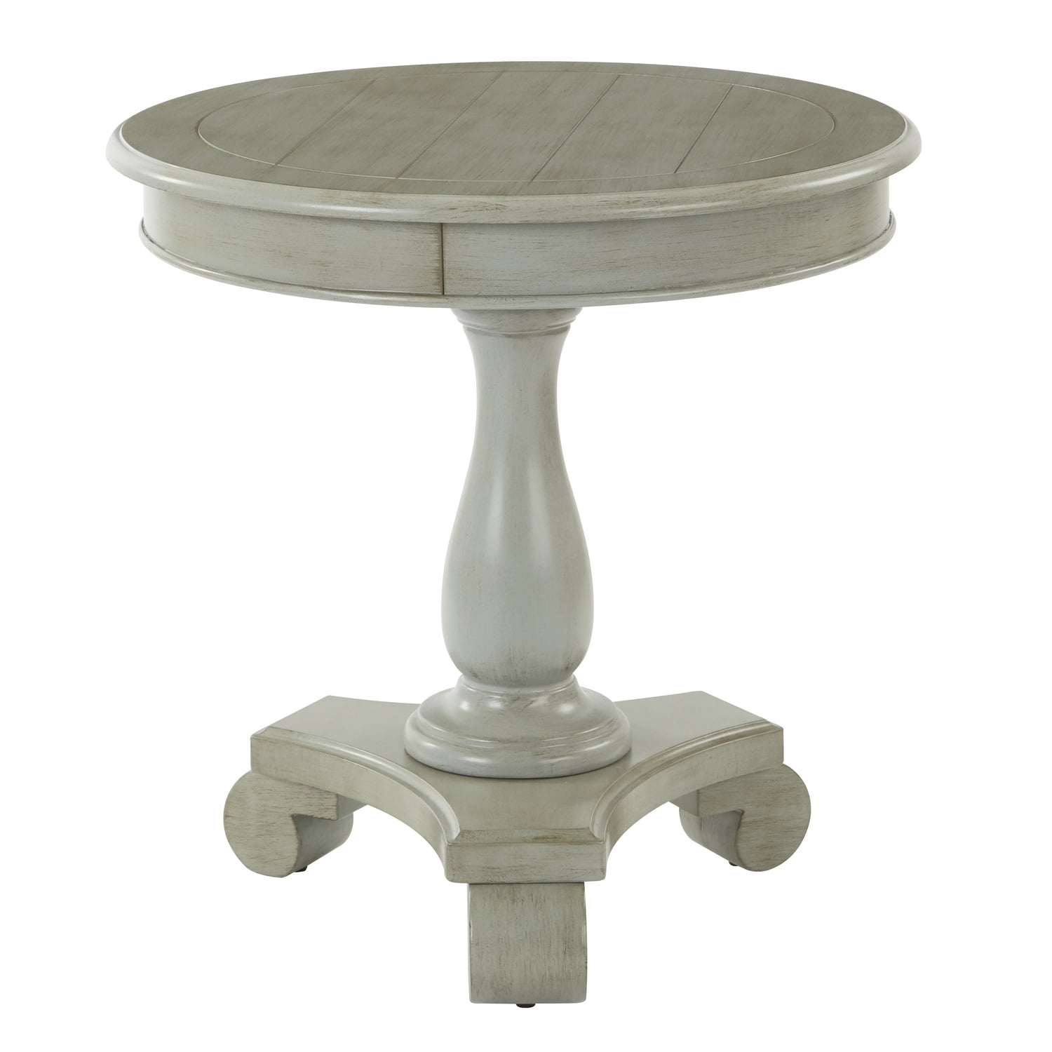 OSP Home Furnishings Avalon Hand Painted Round Accent table in Antique Grey Finish
