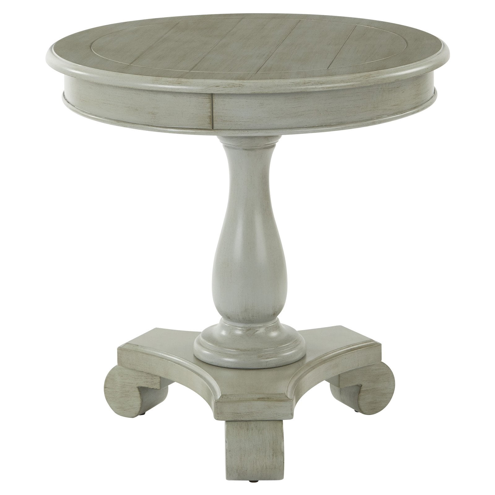 OSP Home Furnishings Avalon Hand Painted Round Accent table in Antique Grey Finish