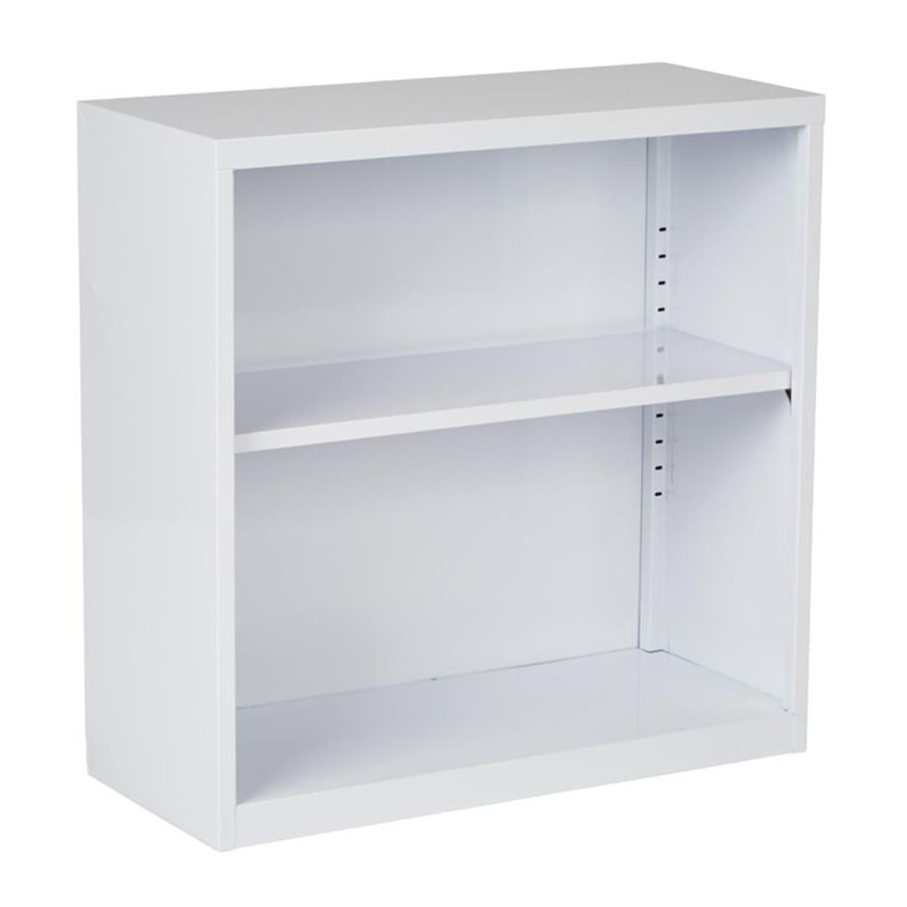 OSP Home Furnishings Metal Bookcase in White Finish