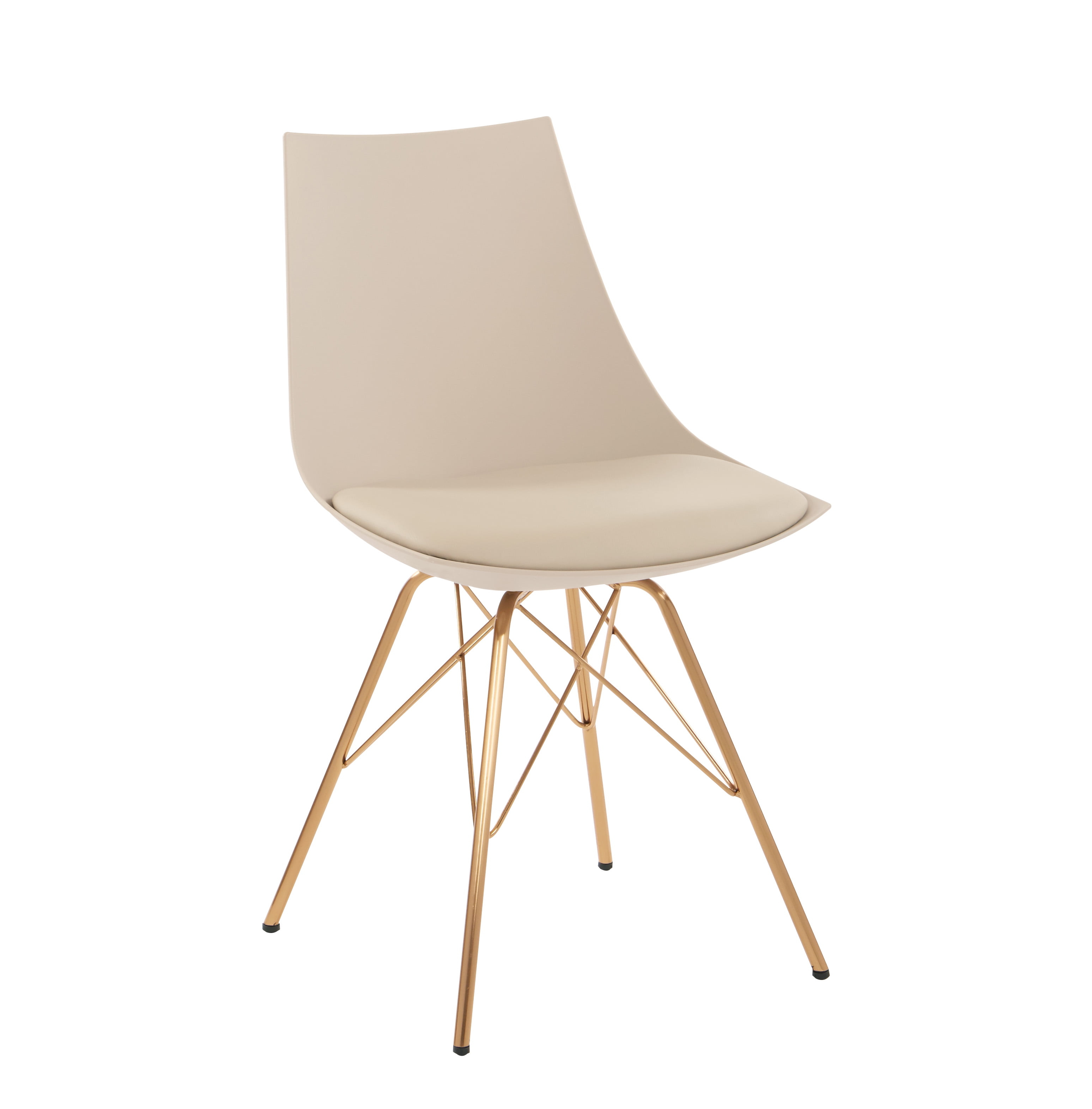 OSP Home Furnishings Oakley Chair in Cream Faux Leather with Gold Chrome Base