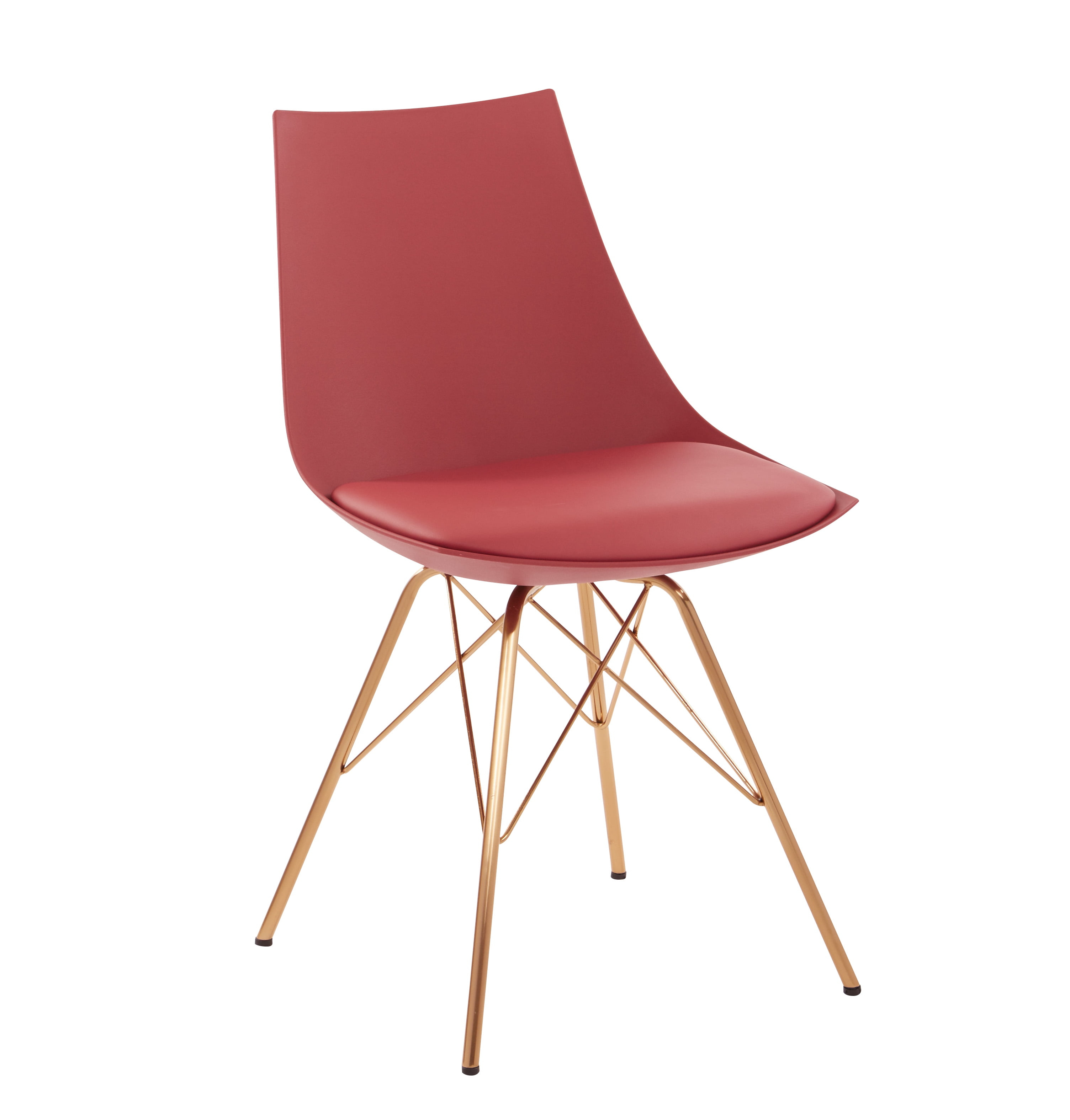 OSP Home Furnishings Oakley Chair in Desert Rose Faux Leather with Gold Chrome Base