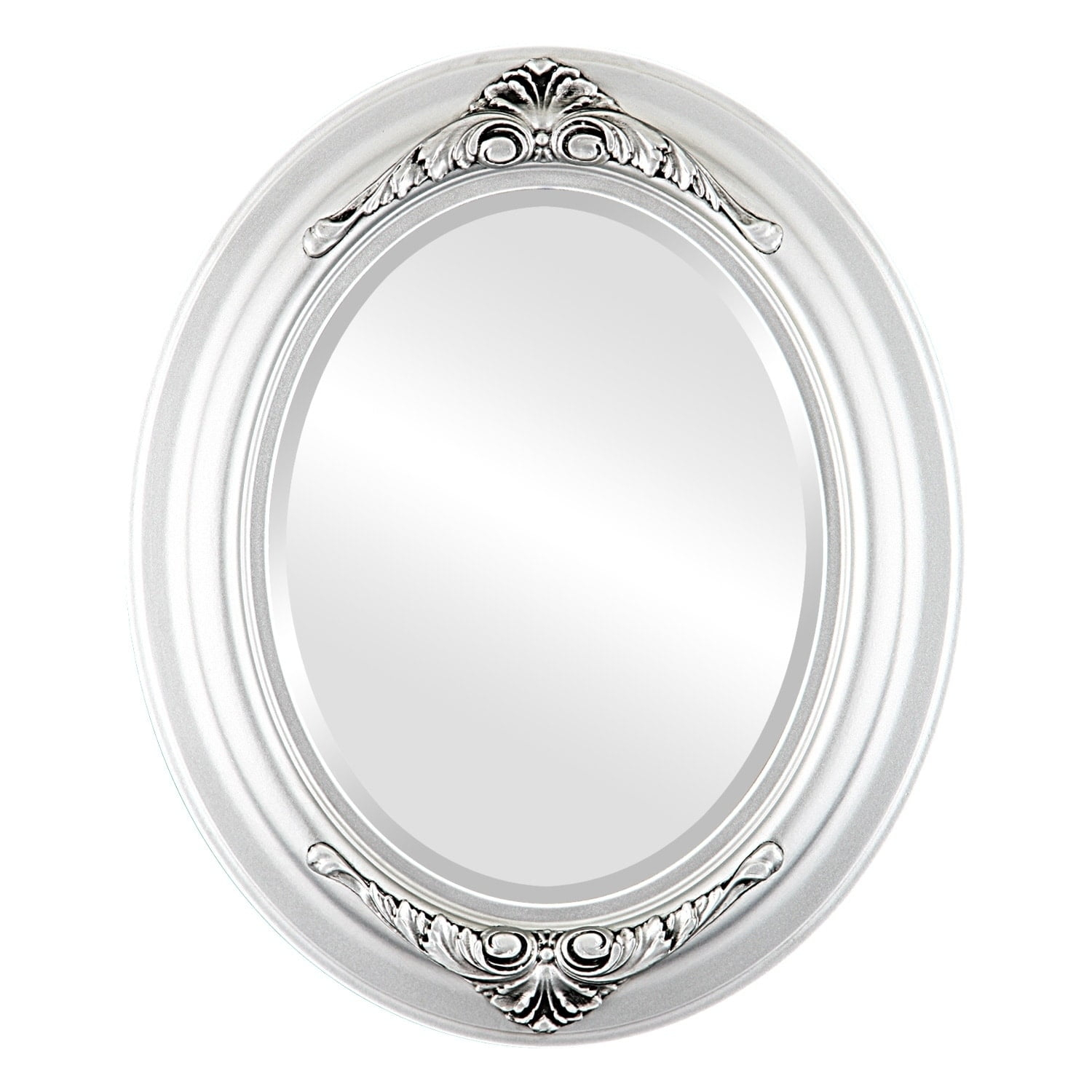 OVALCREST by The OVALCREST Mirror Store Winchester Framed Oval Mirror in Silver Spray 21x25