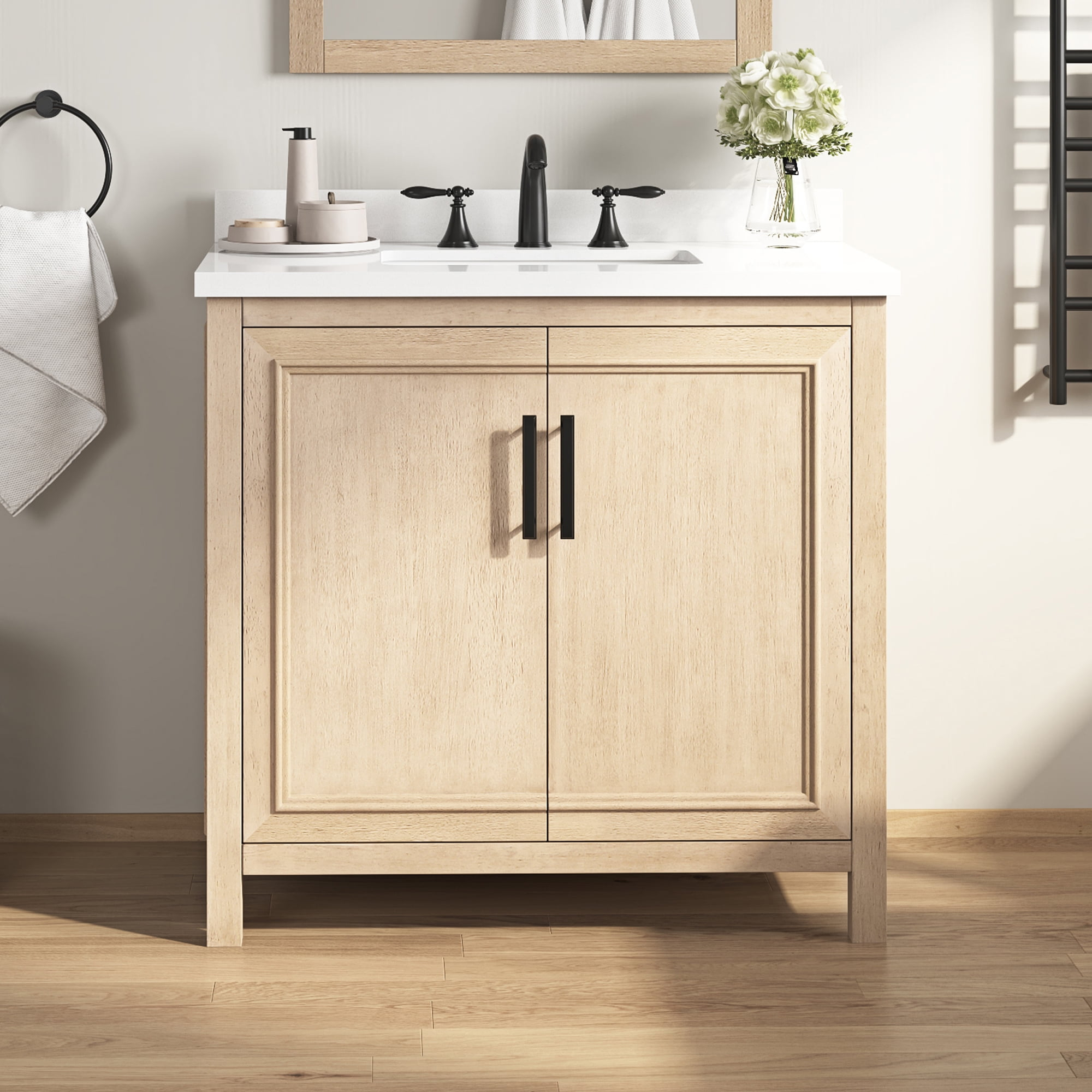 OVE Decors Nyall Bathroom Vanity 36 In, Sahara Birch (Renovation)