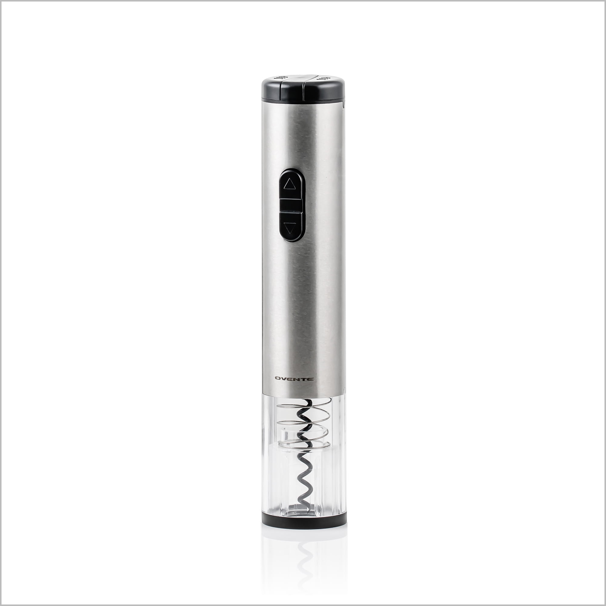 OVENTE Electric Stainless Steel Wine Bottle Opener, Foil Cutter, Perfect for Travel, Silver WO1381S