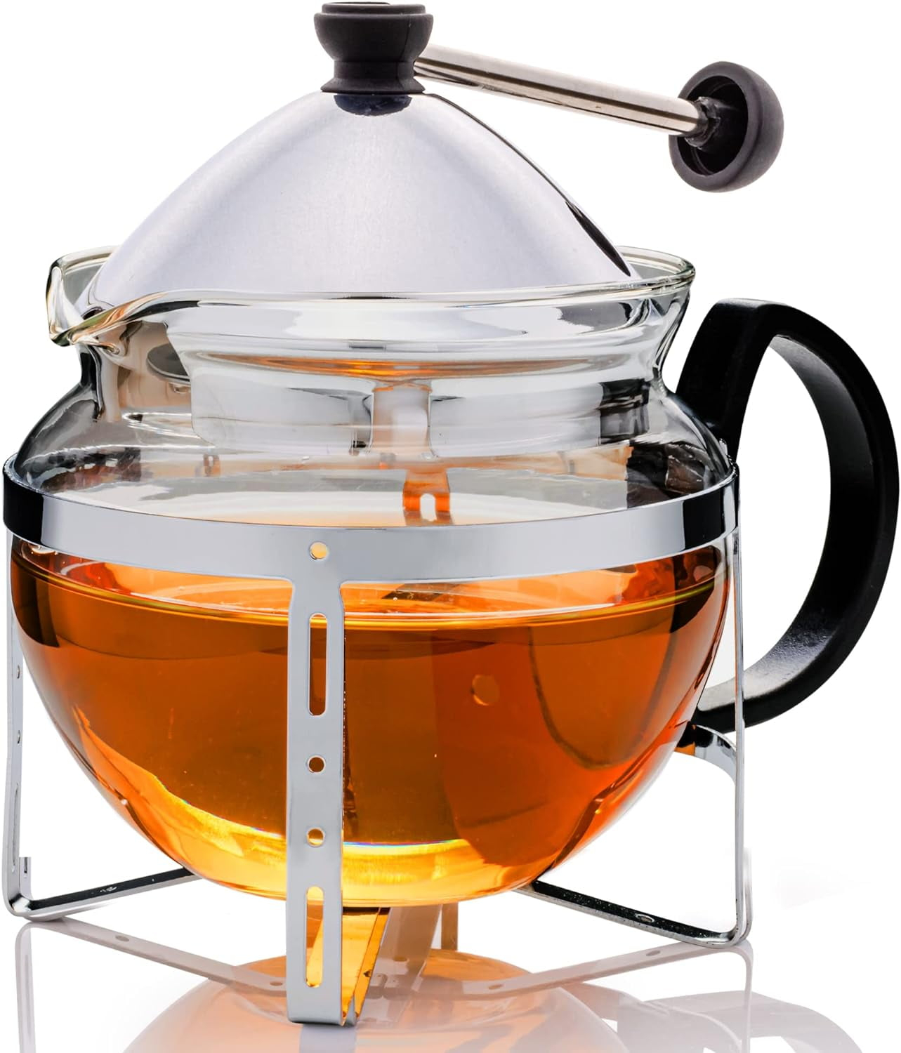 OVENTE Glass Teapot with Removable Stainless-Steel Infuser, Freezer Safe, 17oz. BPA-Free Durable Glass Teapot FGH17T