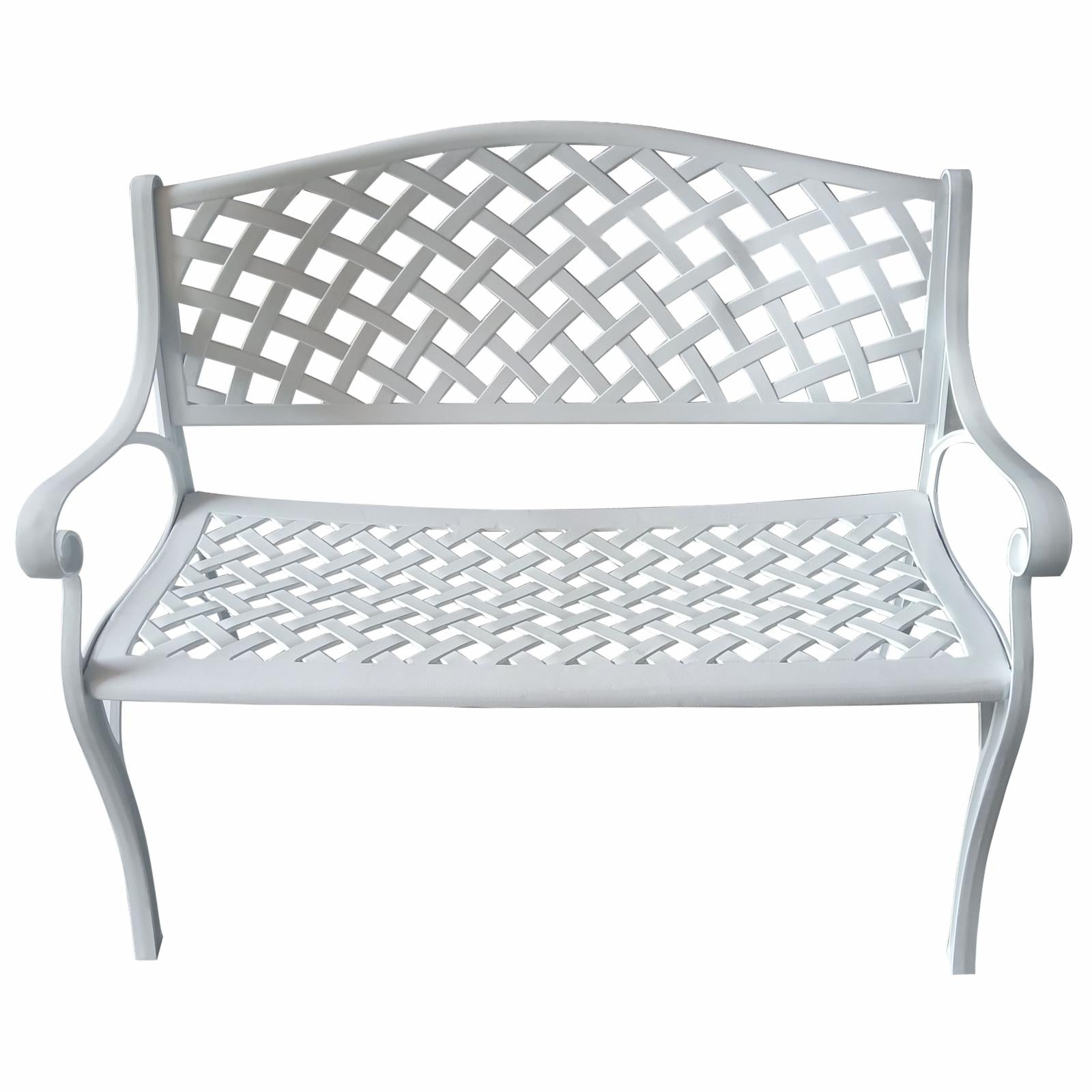 Oakland Living Outdoor Aluminum Modern Black Bronze Grey White Patio Bench Loveseat White