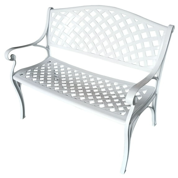 Oakland Living Outdoor Aluminum Modern Black Bronze Grey White Patio Bench Loveseat White