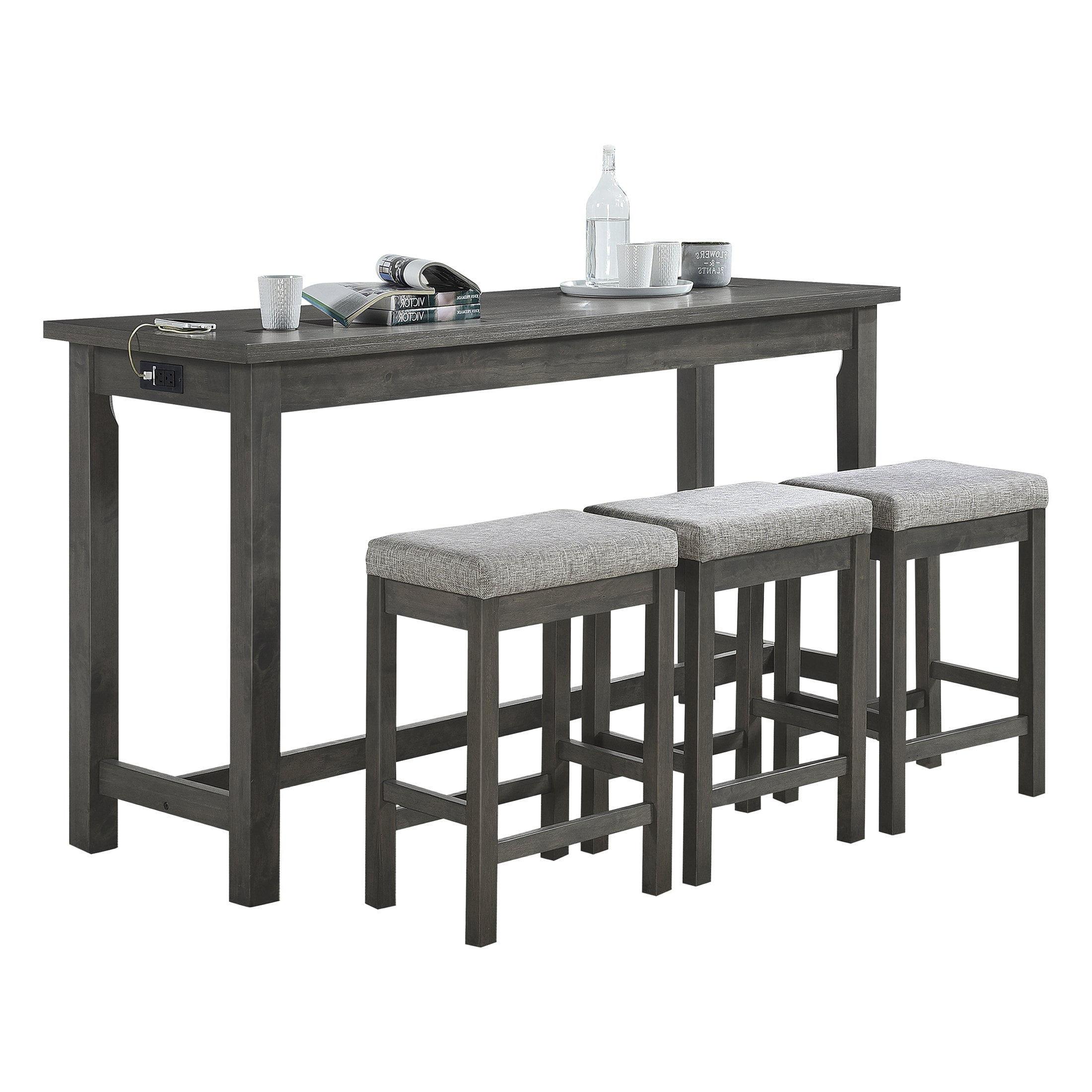 Lexicon Connected 4 Piece Wood Counter Height Dining Set in Brownish Gray