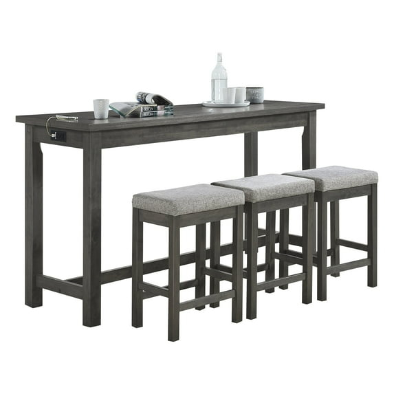 Lexicon Connected 4 Piece Wood Counter Height Dining Set in Brownish Gray
