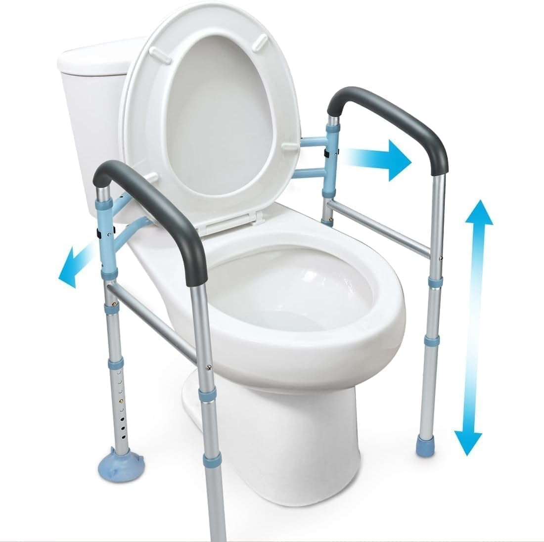 Oasisspace Stand Alone Toilet Safety Rail - Heavy Duty Medical Toilet Safety Frame for Elderly, Handicap and Disabled - Adjustable Bathroom Toilet Handrails, Fit Any Toilet
