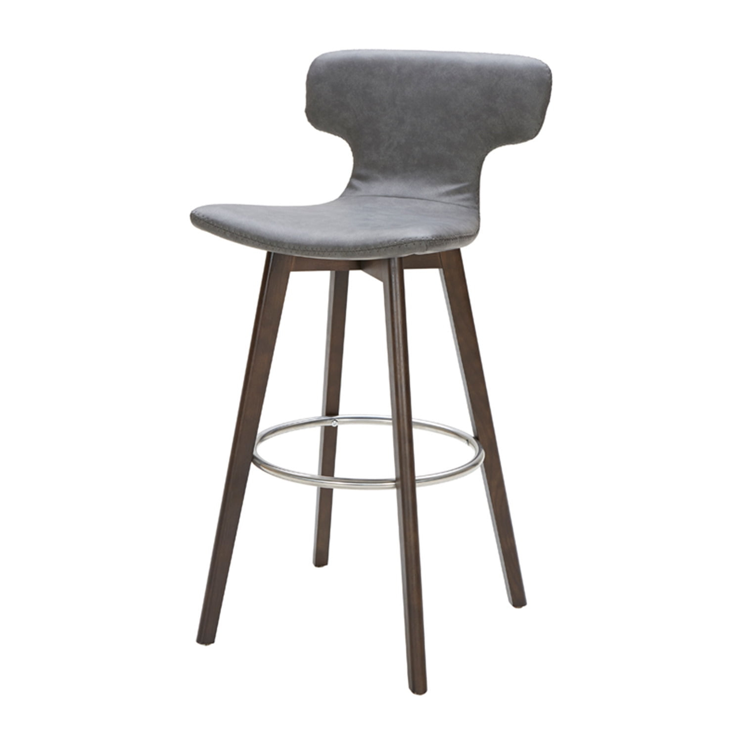 OceanTailer HomeRoots Furniture Modern Dark Grey Upholstered Eco Leather Bar Stool