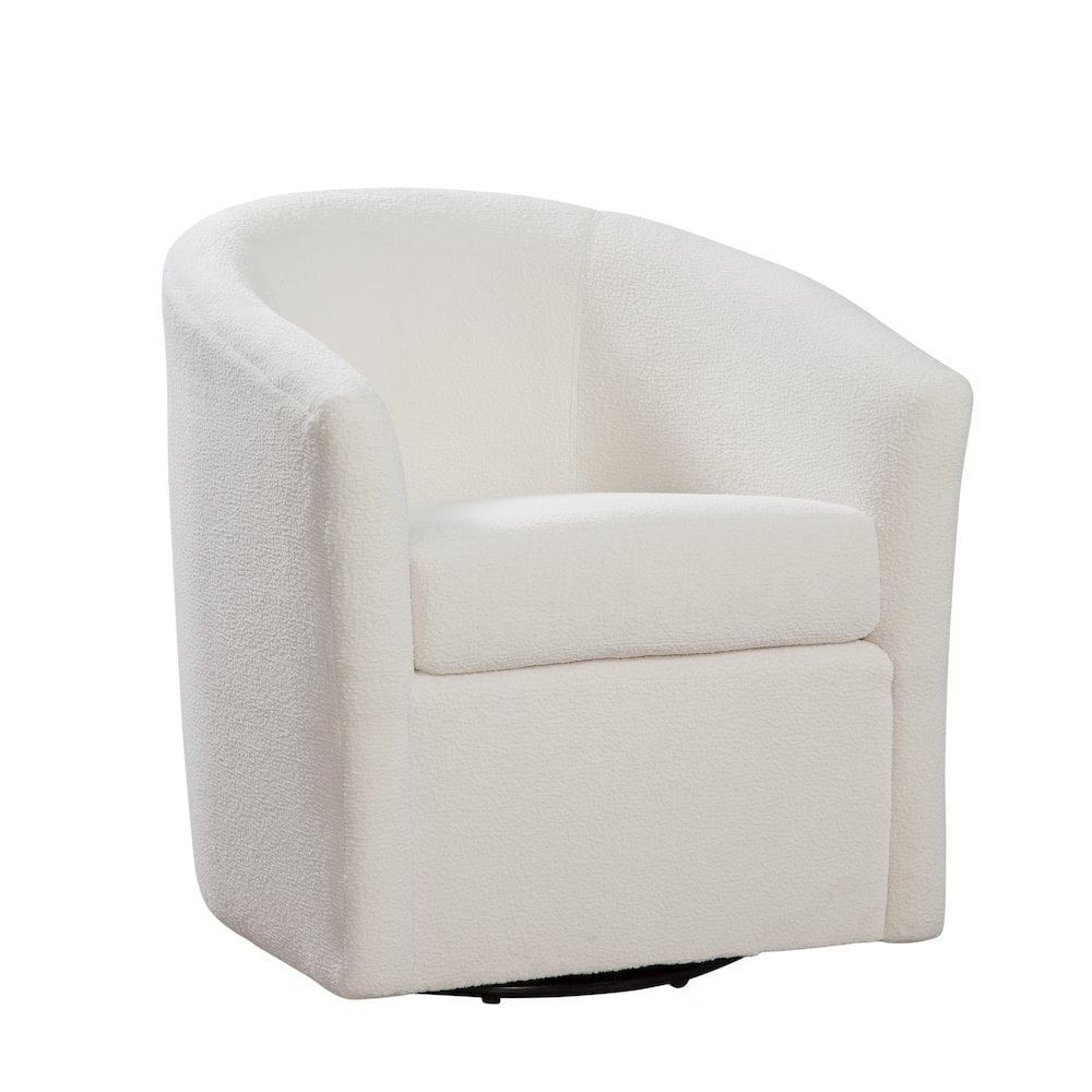 Odessa Barrel Style Swivel Accent chair in Ivory Performance Fabric