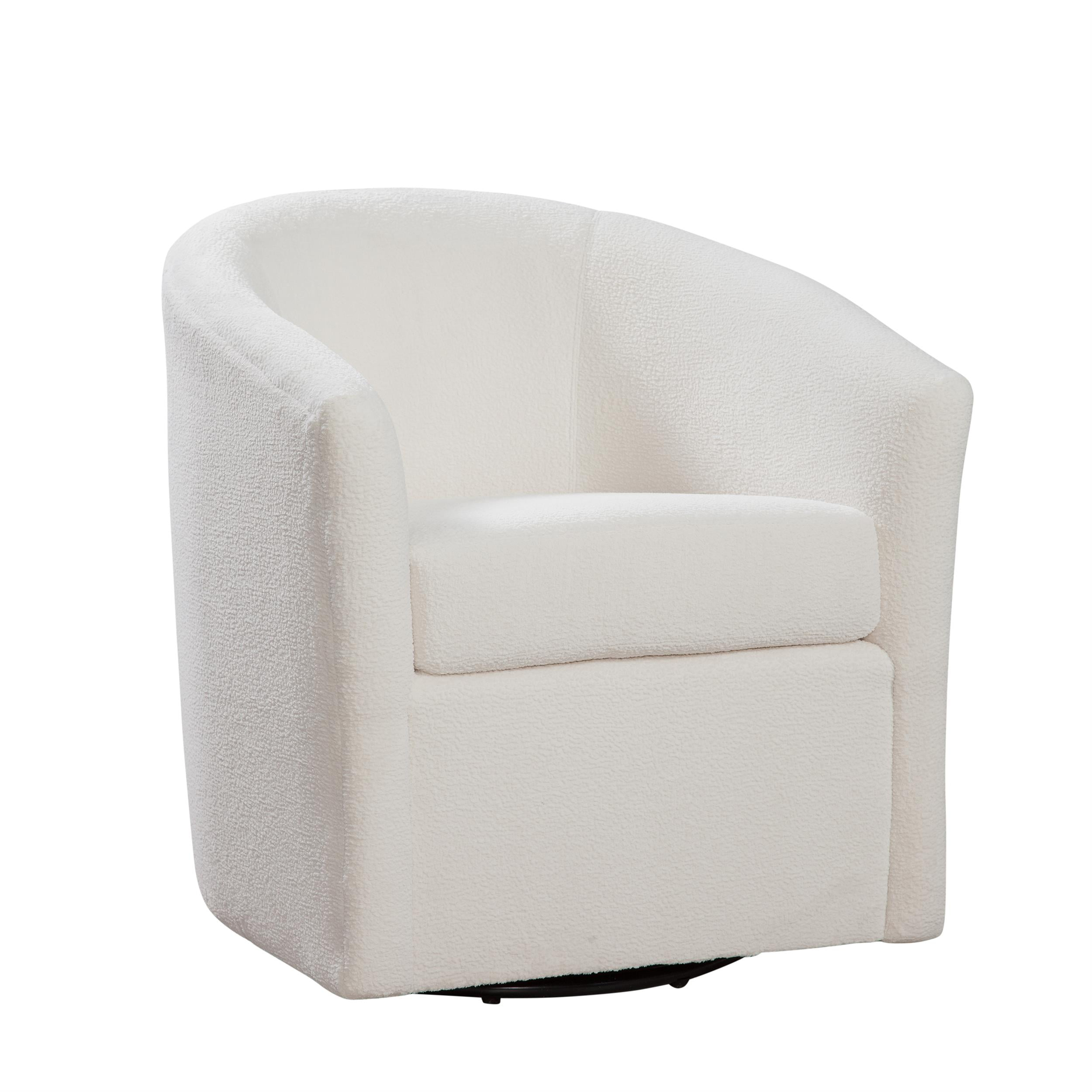 Odessa Barrel Style Swivel Accent chair in Ivory Performance Fabric