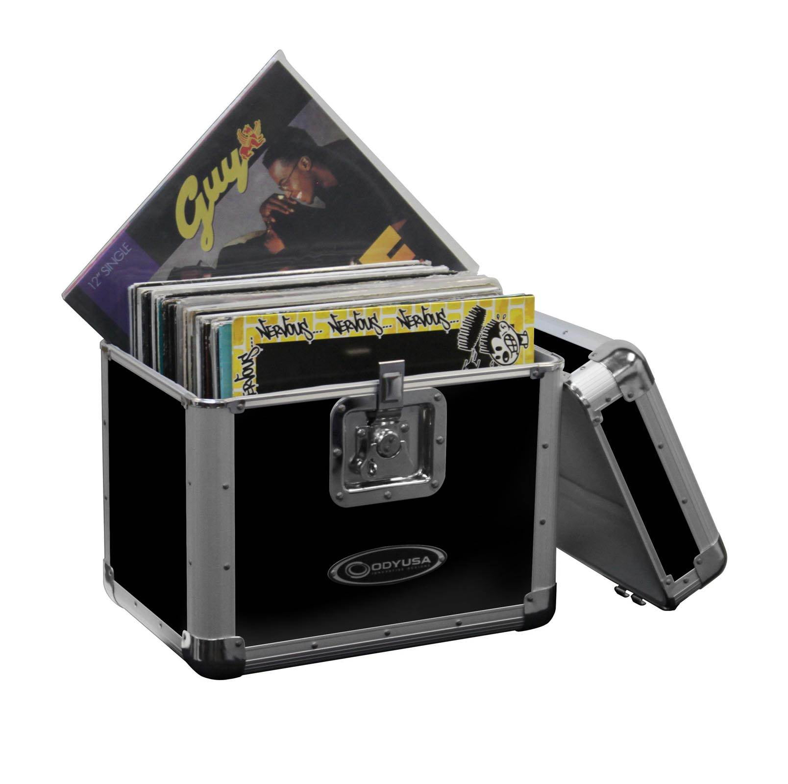 Odyssey KROM Stackable Record Case for 70 12" Vinyl Records & LPs, Black