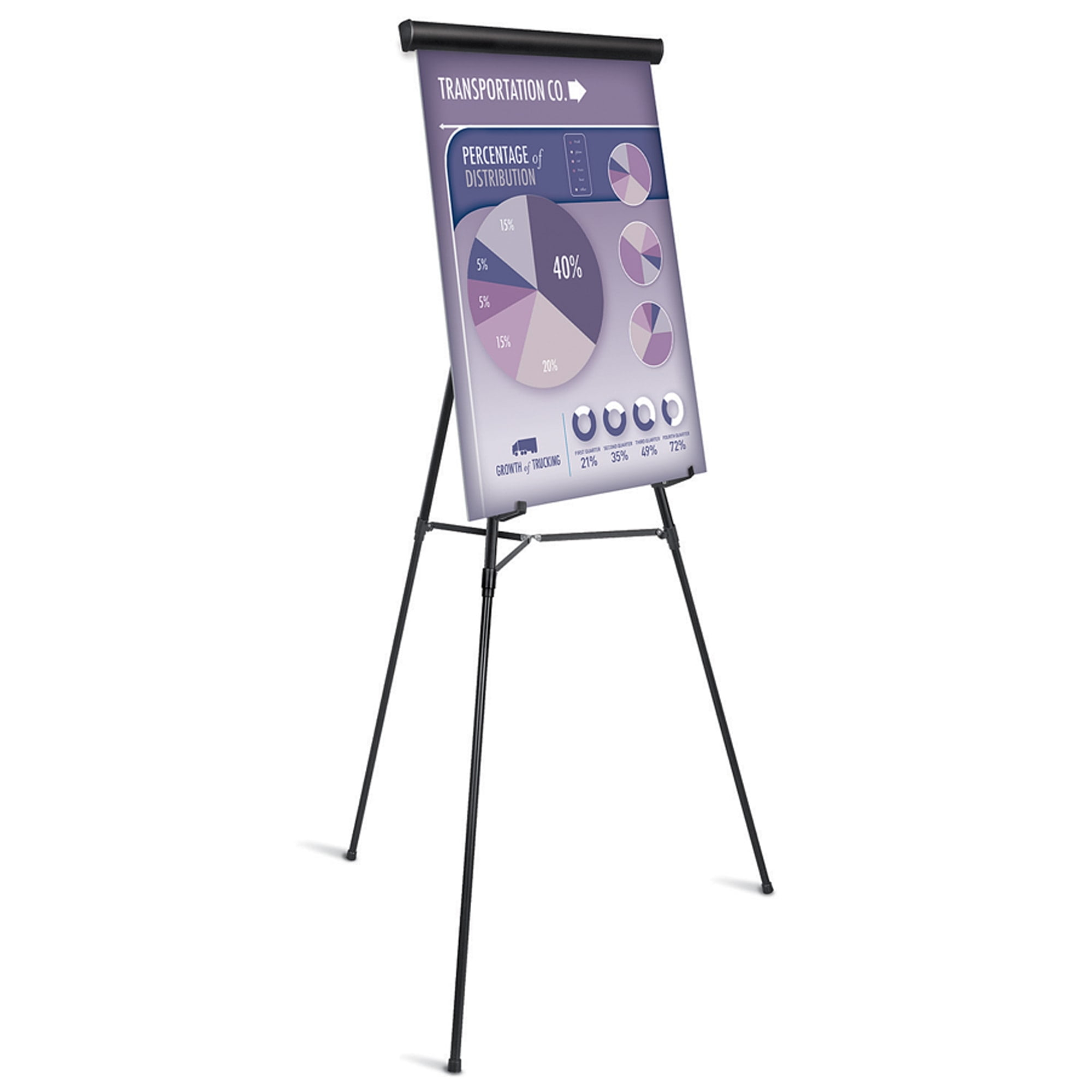 Office Depot Presentation Easel, Black With Chart Holder, 48ETL